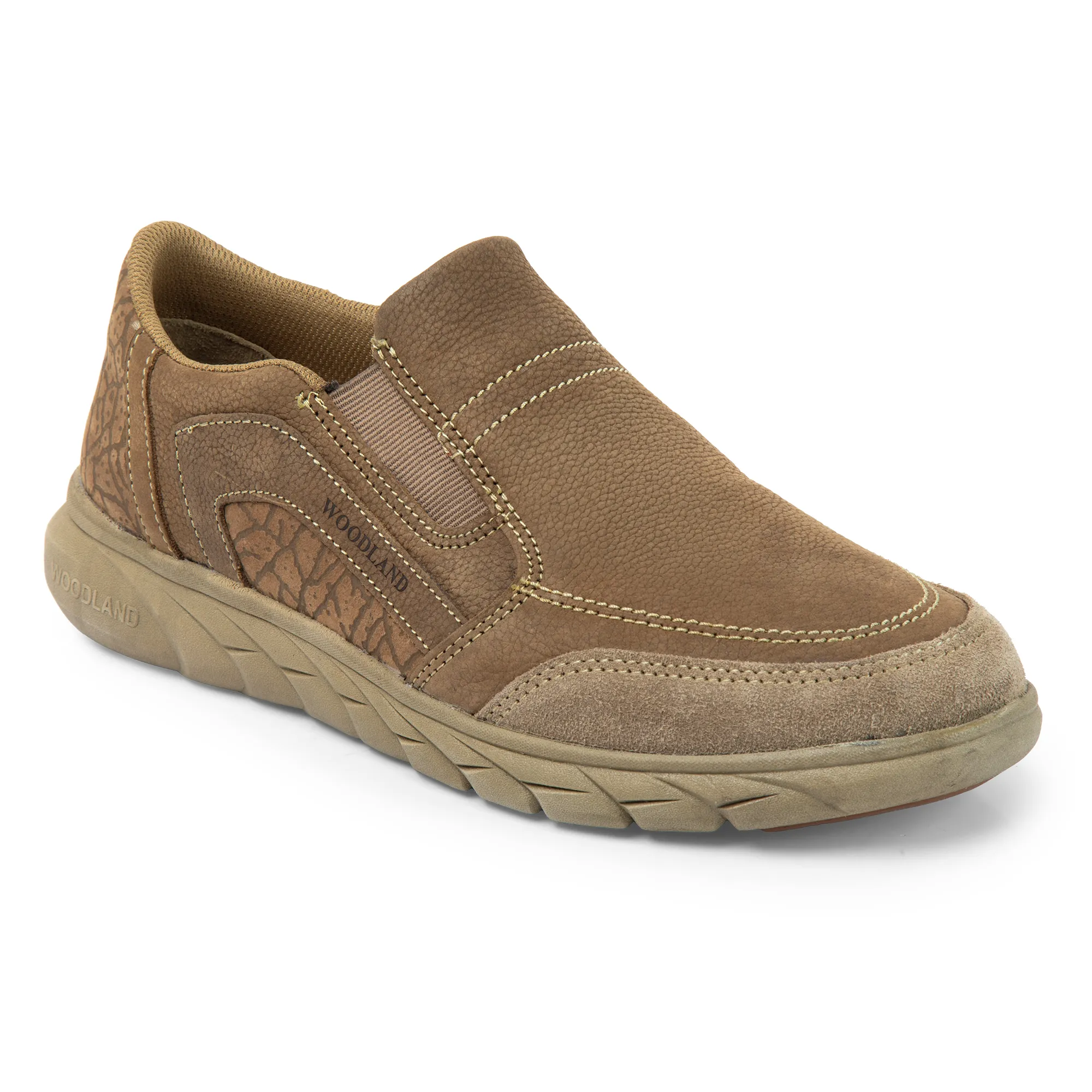 Woodland Men's Dubai Khaki Nubuk Slip On Casual Shoes - Thumbnail 3