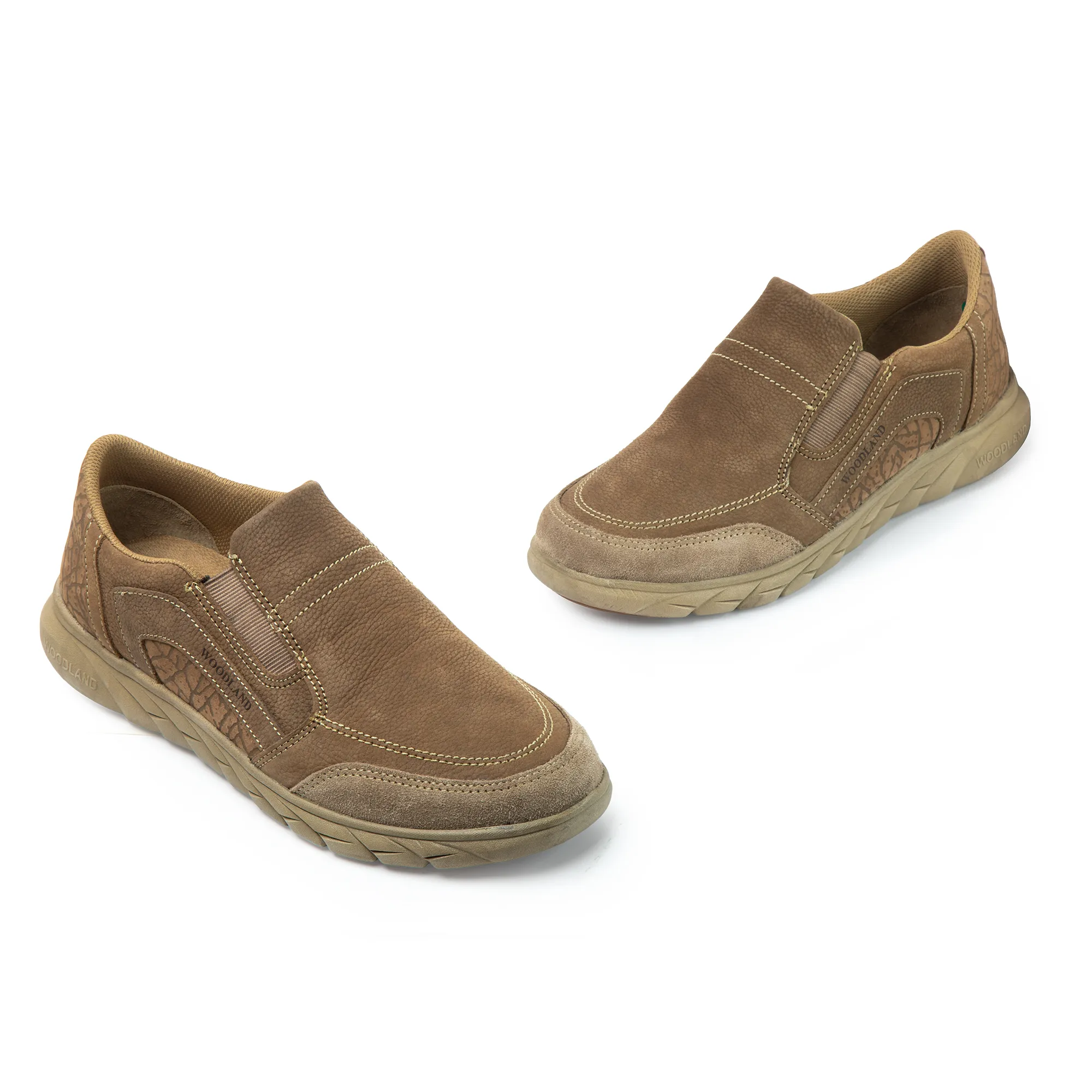Woodland Men's Dubai Khaki Nubuk Slip On Casual Shoes - Thumbnail 4