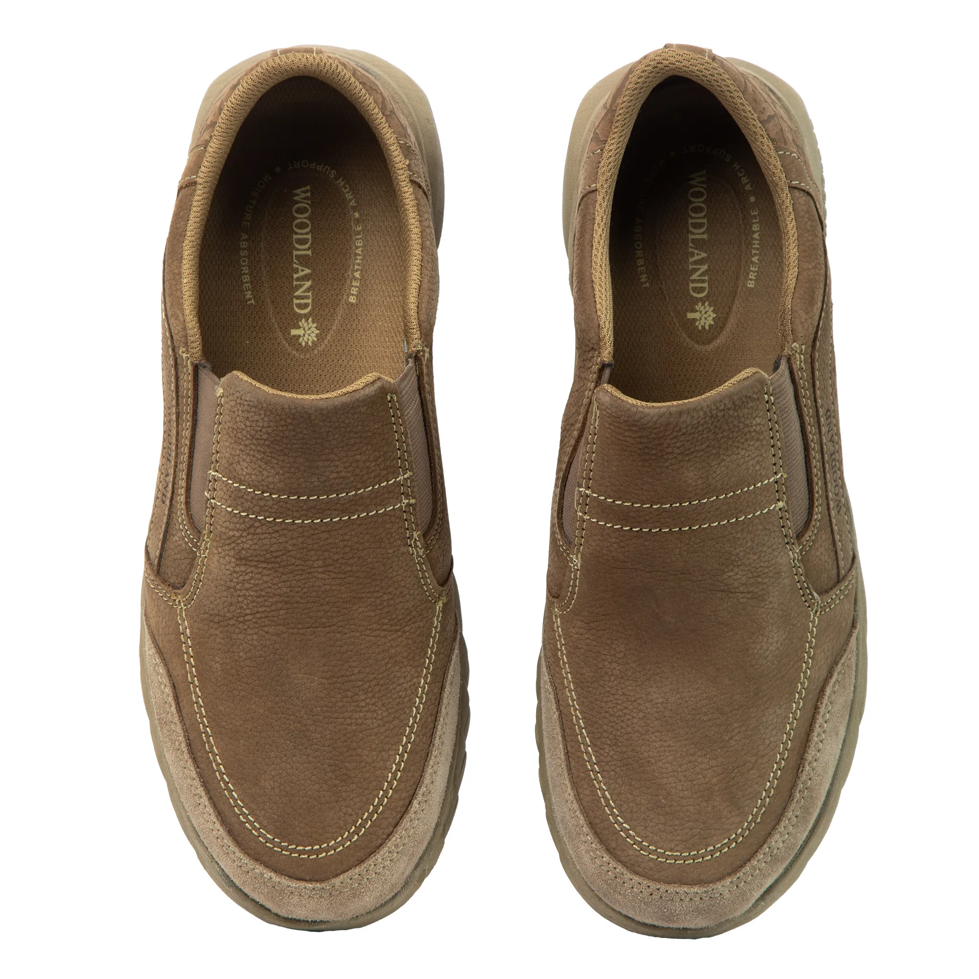 Woodland Men's Dubai Khaki Nubuk Slip On Casual Shoes - Thumbnail 5
