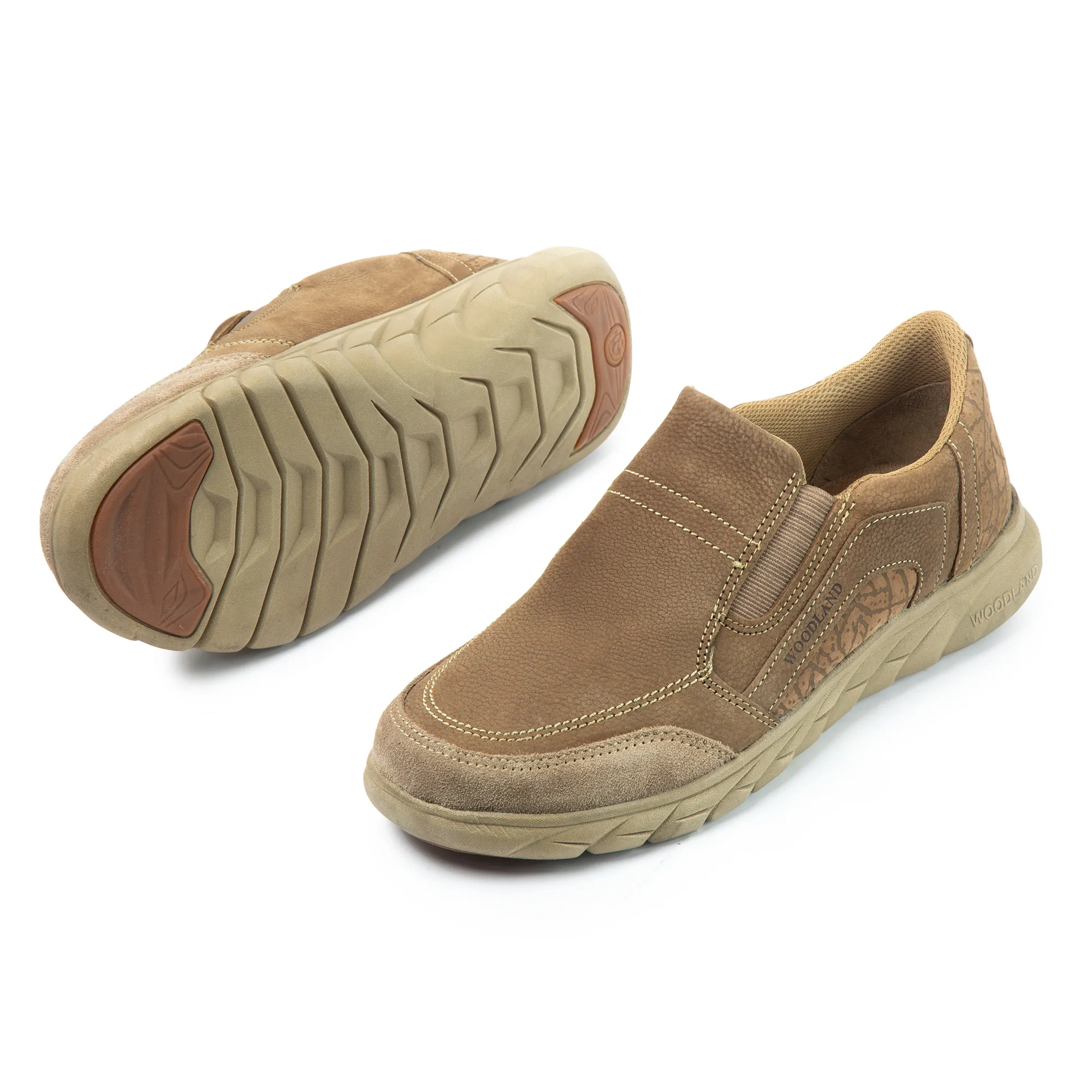 Woodland Men's Dubai Khaki Nubuk Slip On Casual Shoes - Thumbnail 6