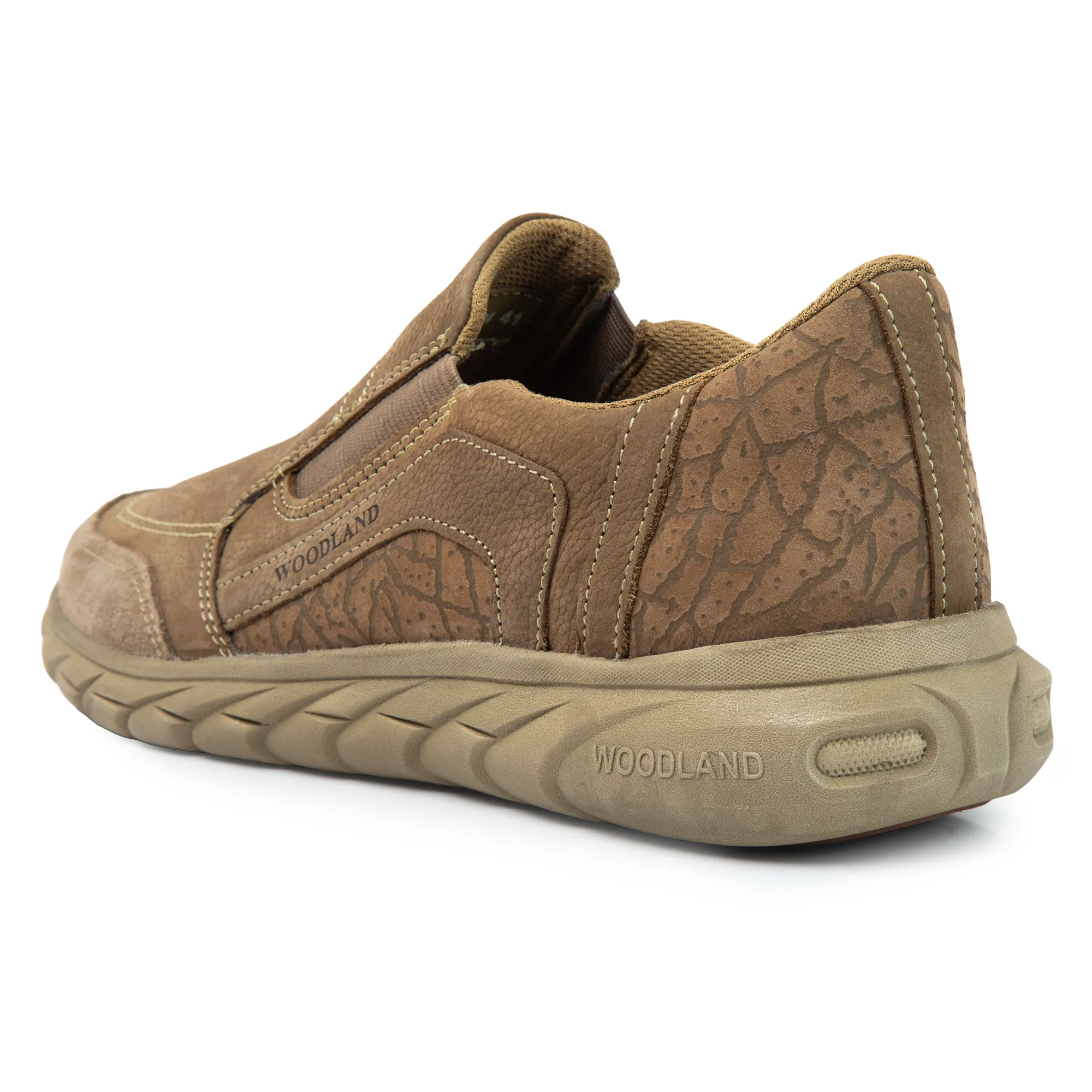 Woodland Men's Dubai Khaki Nubuk Slip On Casual Shoes - Thumbnail 7