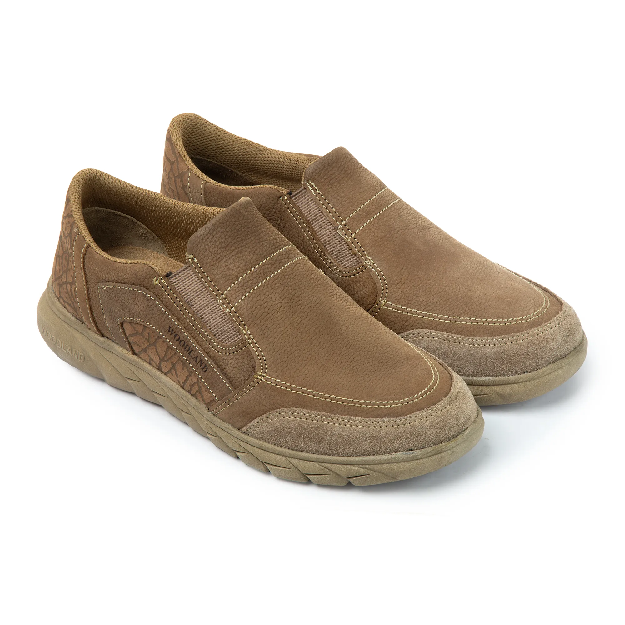 Woodland Men's Dubai Khaki Nubuk Slip On Casual Shoes - Thumbnail 8