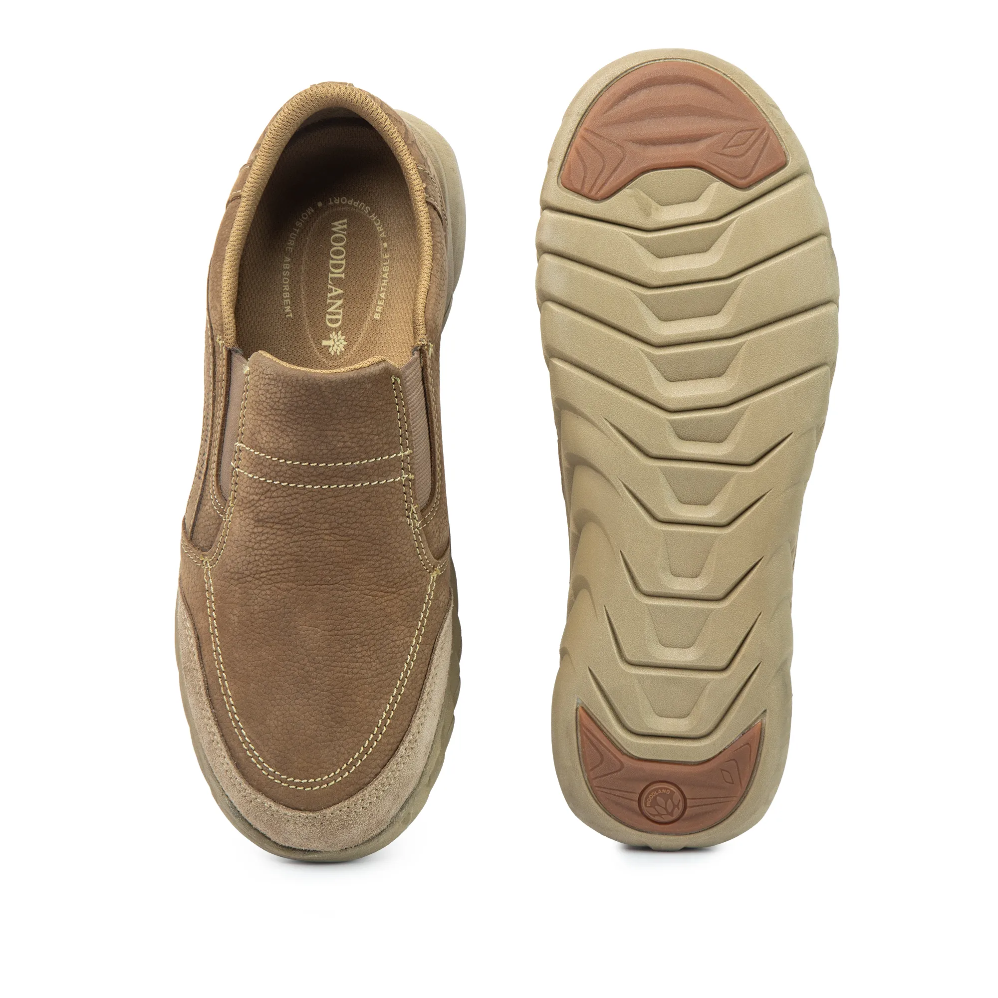 Woodland Men's Dubai Khaki Nubuk Slip On Casual Shoes - Thumbnail 9