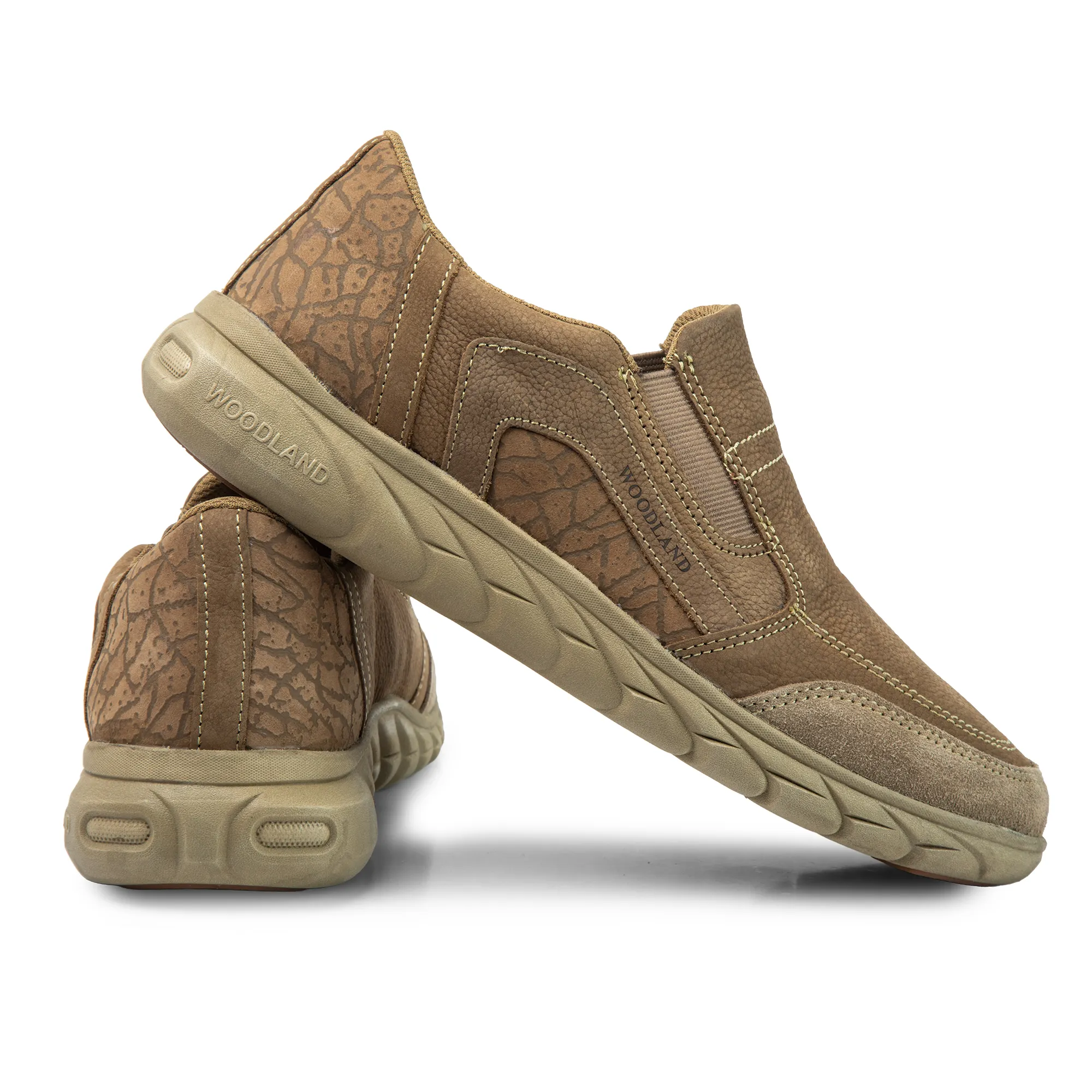 Woodland Men's Dubai Khaki Nubuk Slip On Casual Shoes - Thumbnail 10
