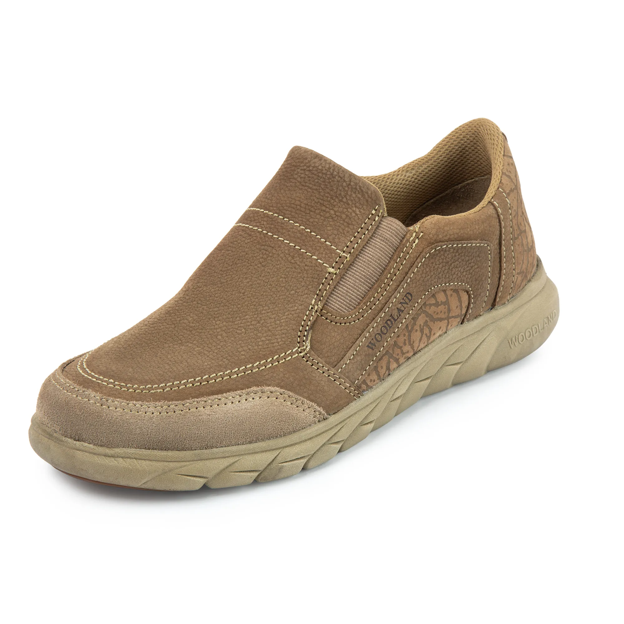Woodland Men's Dubai Khaki Nubuk Slip On Casual Shoes - Thumbnail 11