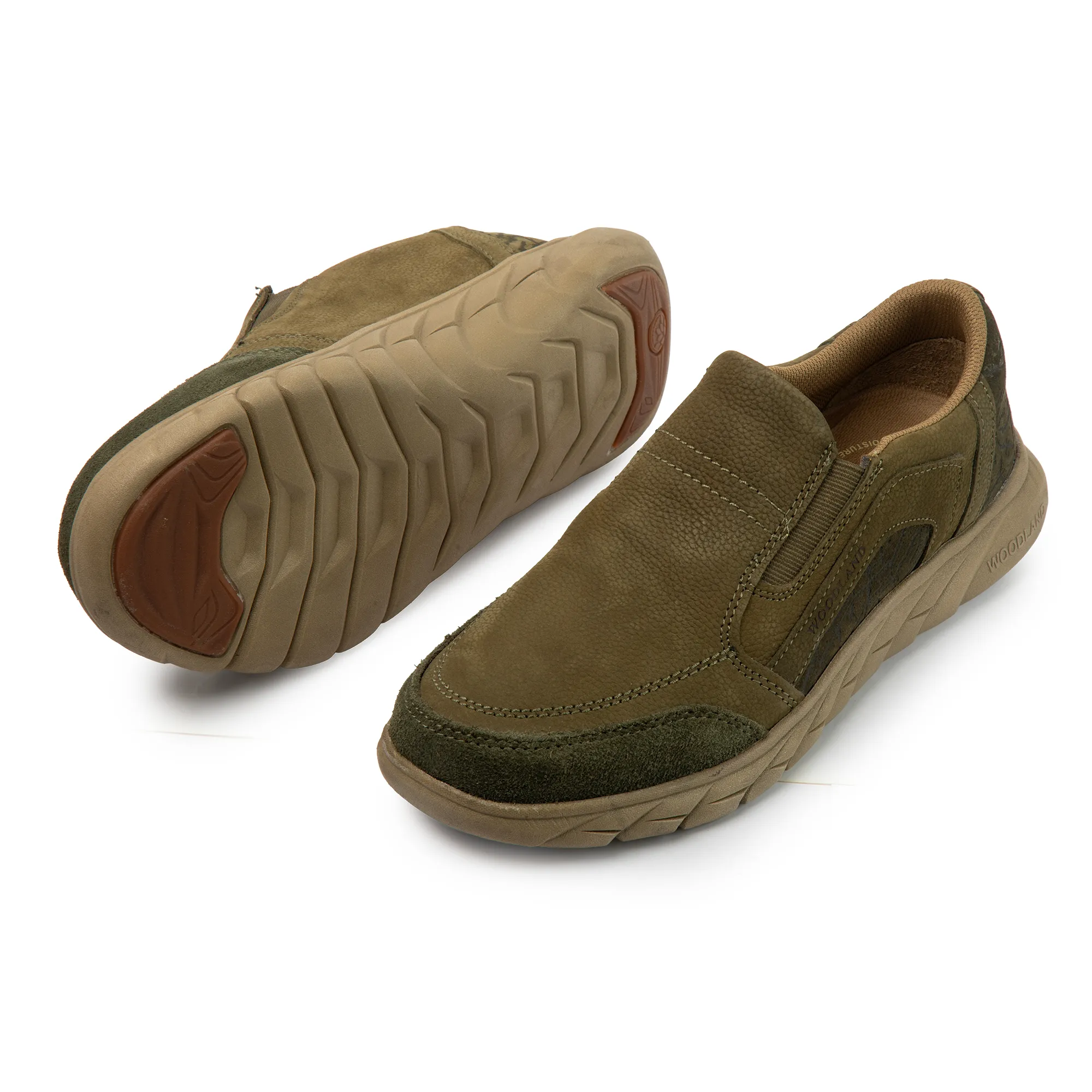 Woodland Men's Olive Green Nubuk Slip On Casual Shoes - Thumbnail 6