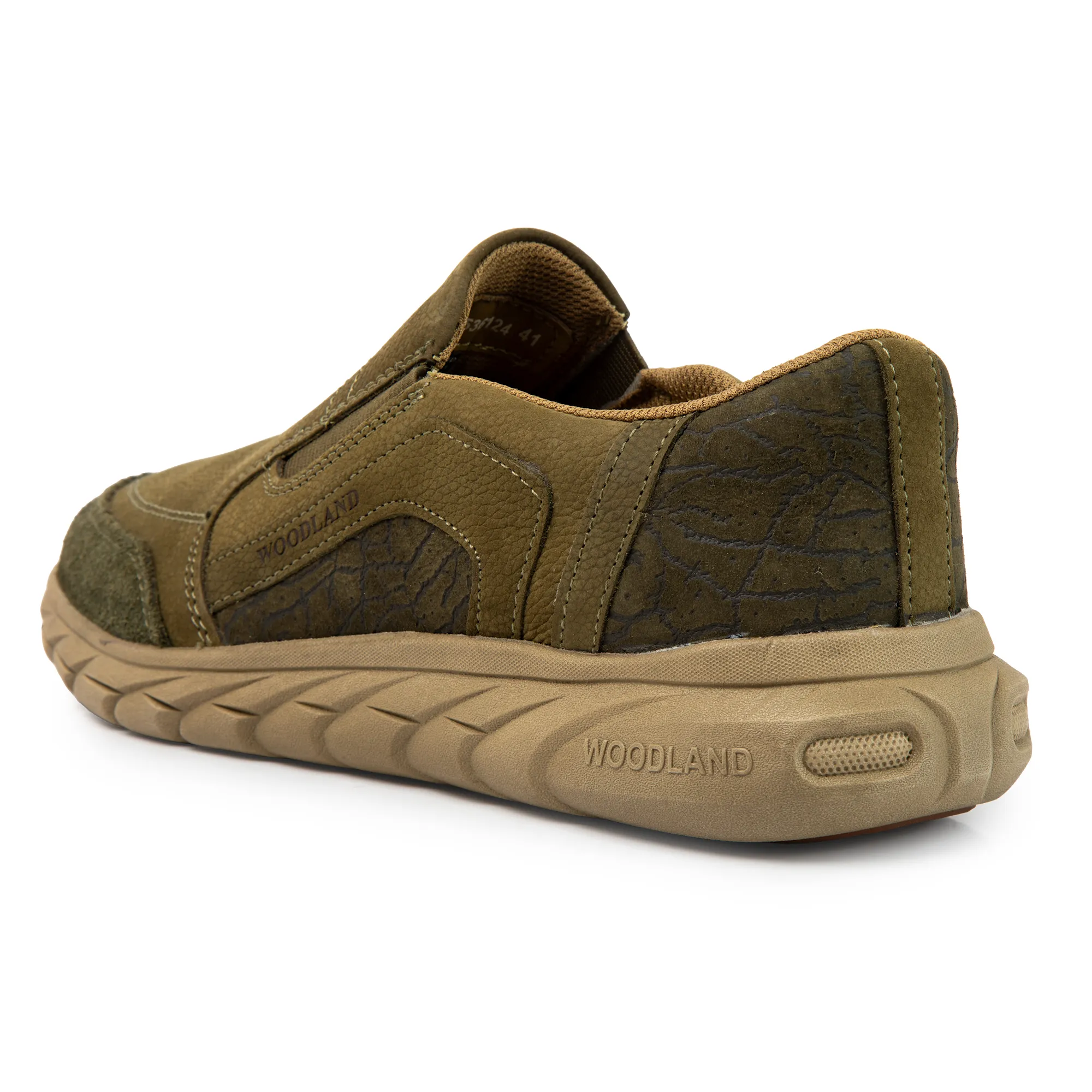 Woodland Men's Olive Green Nubuk Slip On Casual Shoes - Thumbnail 7