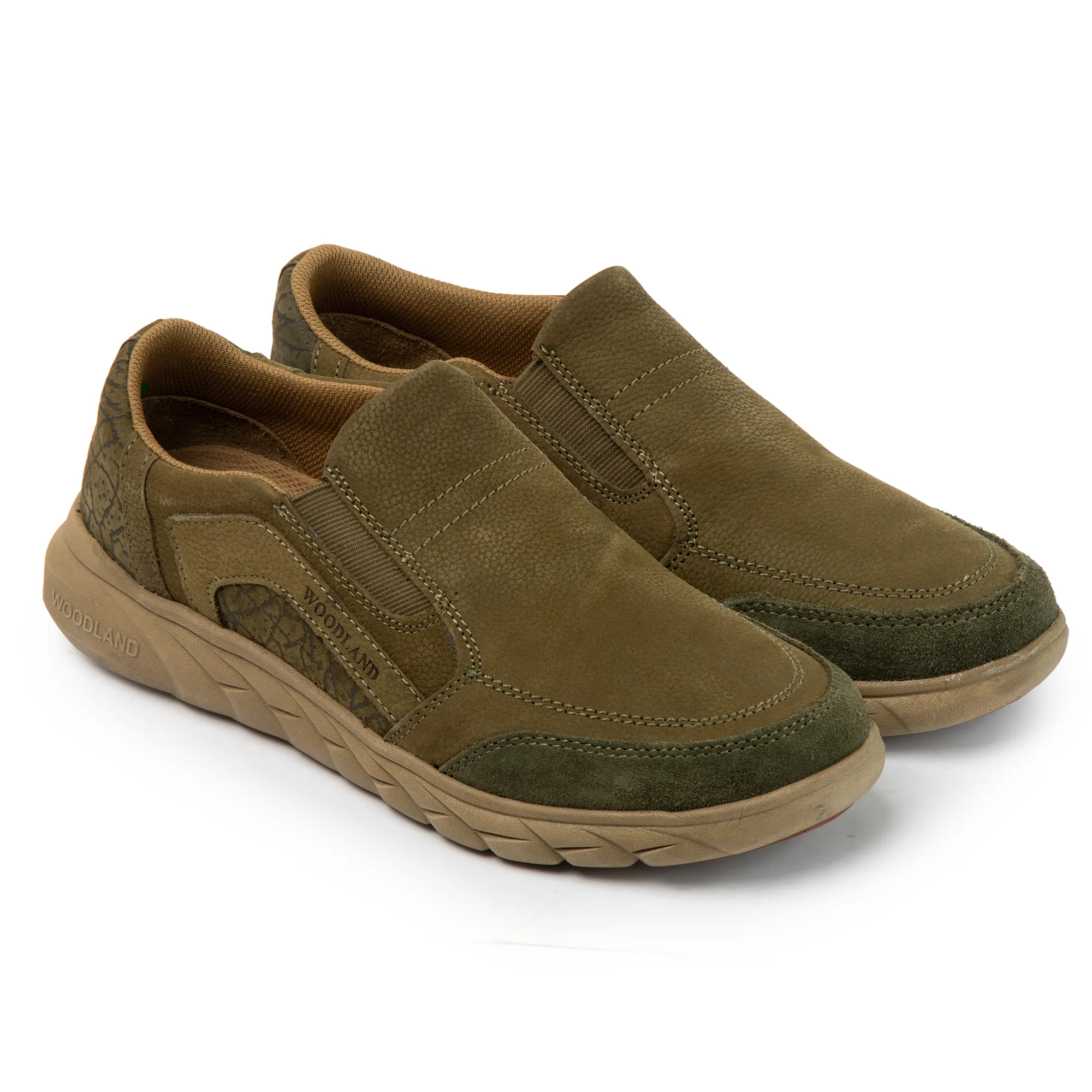 Woodland Men's Olive Green Nubuk Slip On Casual Shoes - Thumbnail 8