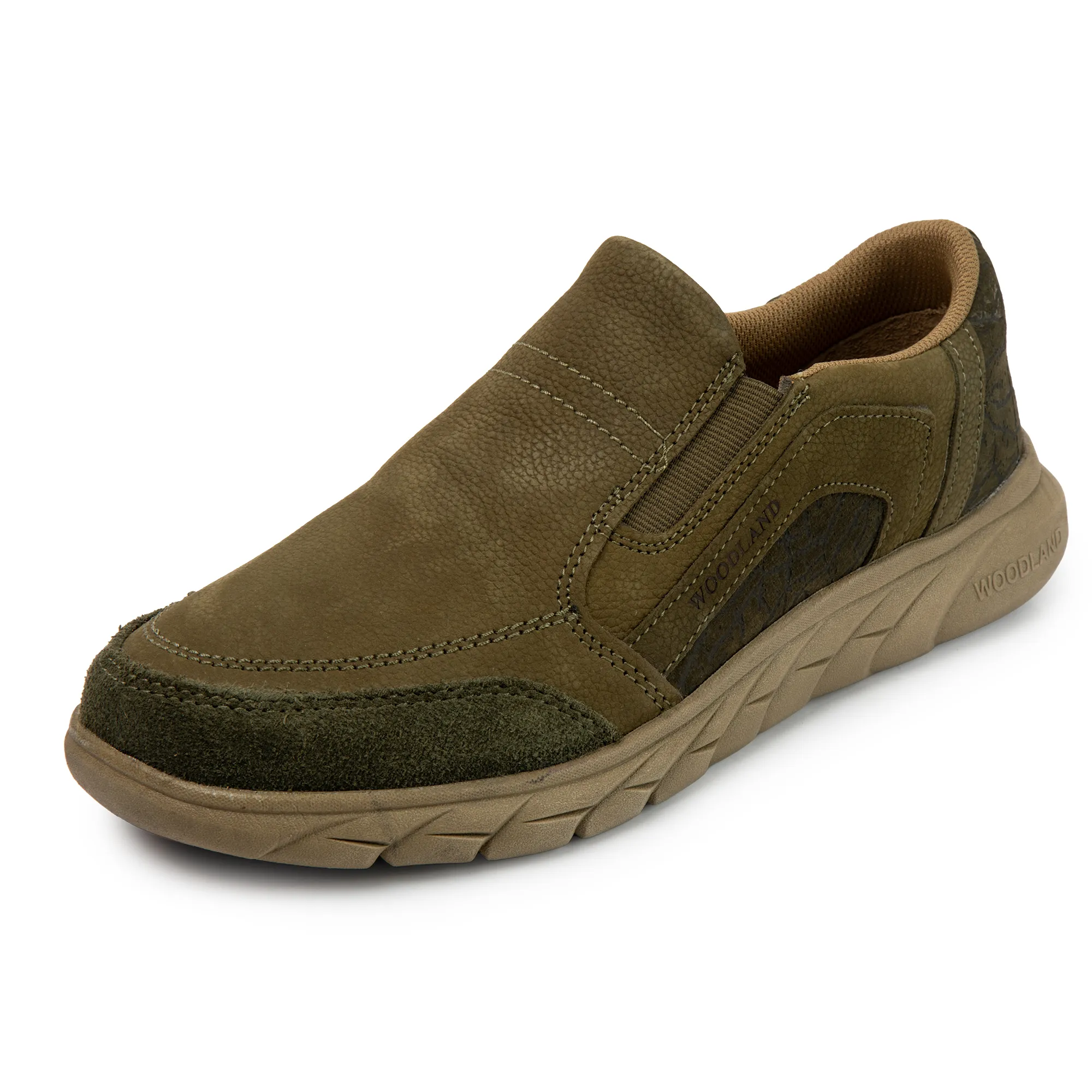 Woodland Men's Olive Green Nubuk Slip On Casual Shoes - Thumbnail 11