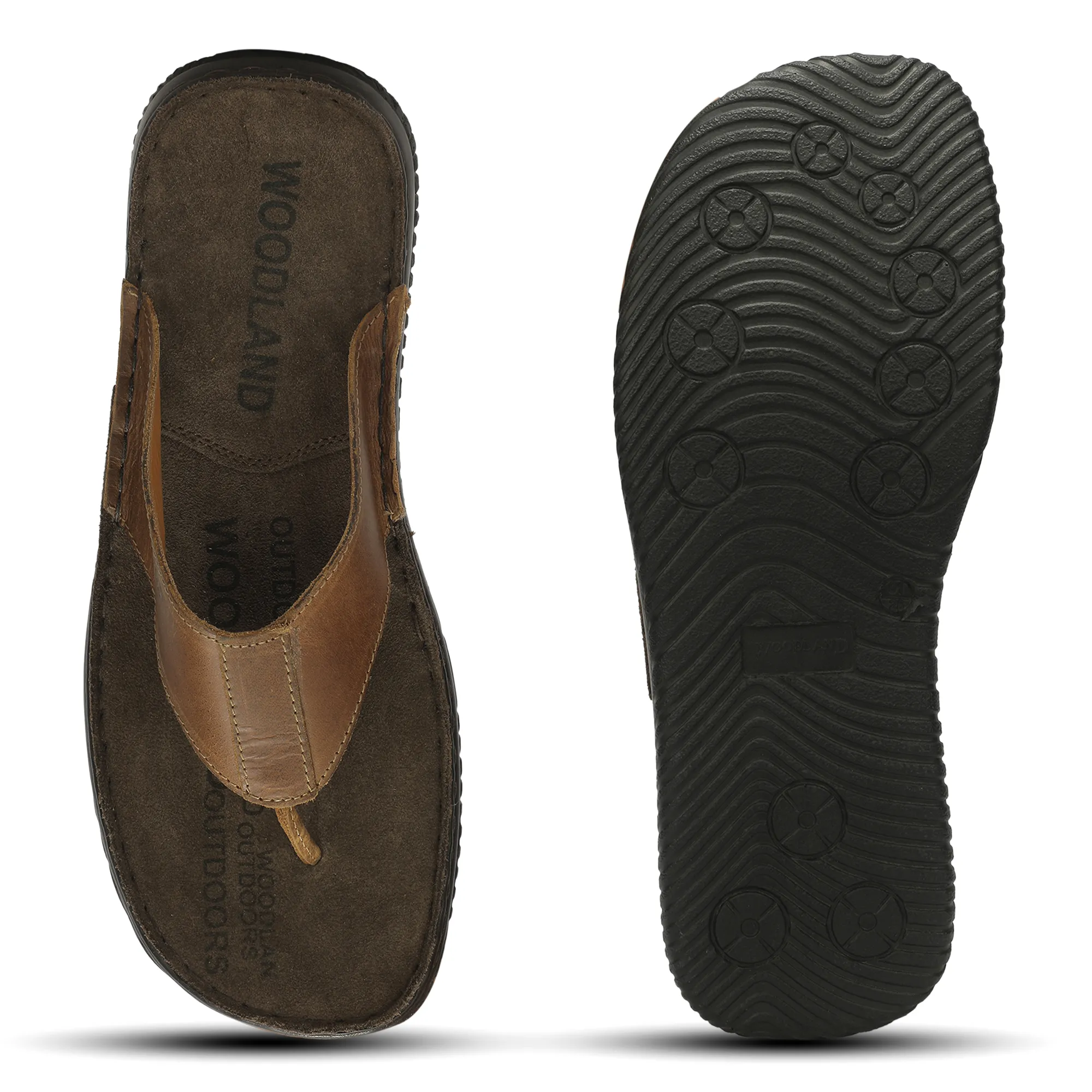  Woodland Men's Olive Green Colored Sandals with Rubber Sole 10