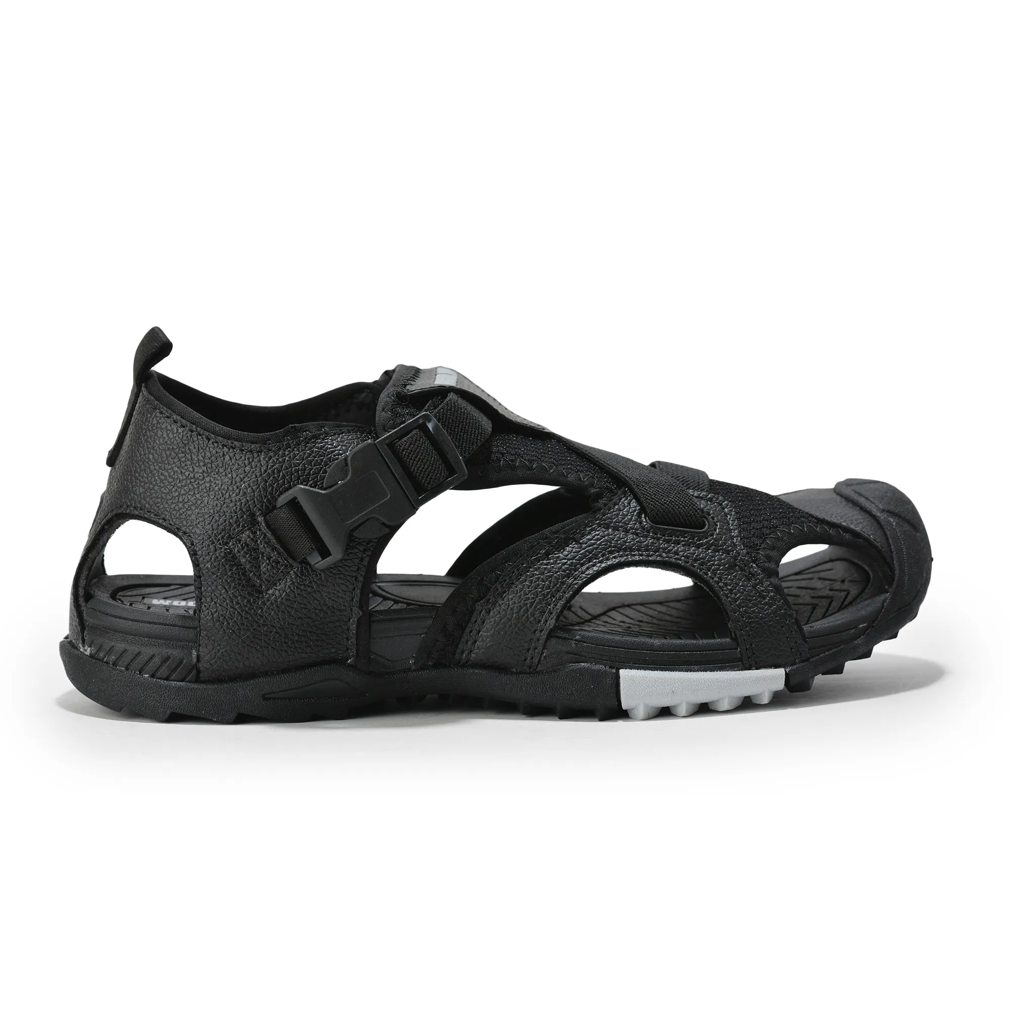 Men Black Cross-Strap Outdoor Sports Sandals - Thumbnail 2