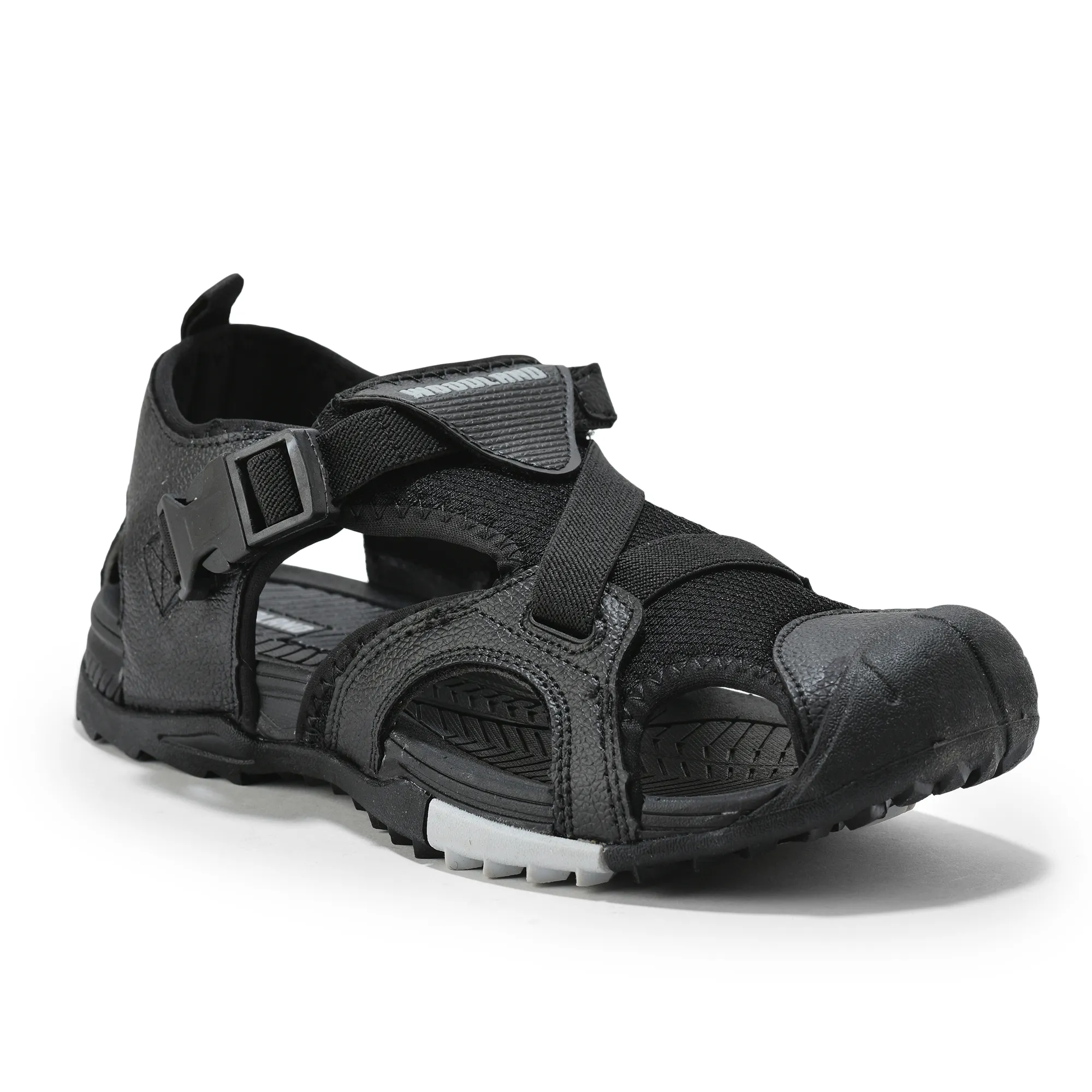 Men Black Cross-Strap Outdoor Sports Sandals - Thumbnail 3