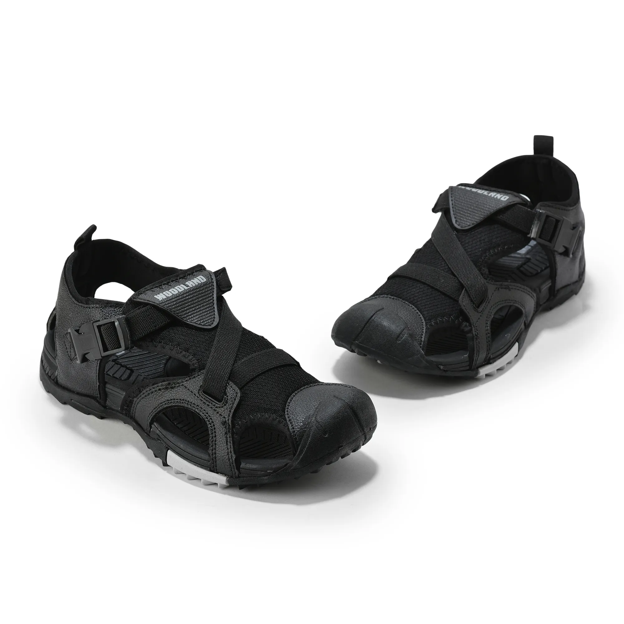 Men Black Cross-Strap Outdoor Sports Sandals - Thumbnail 4