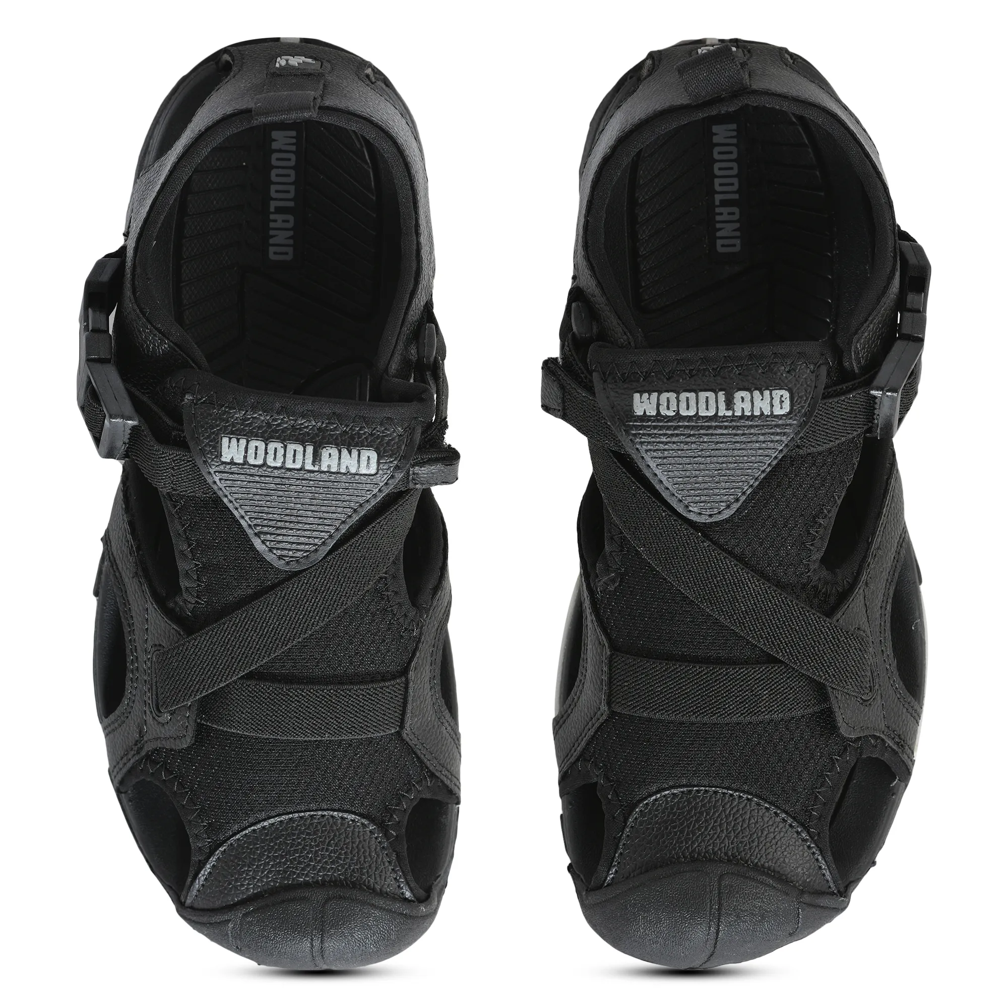 Men Black Cross-Strap Outdoor Sports Sandals - Thumbnail 5