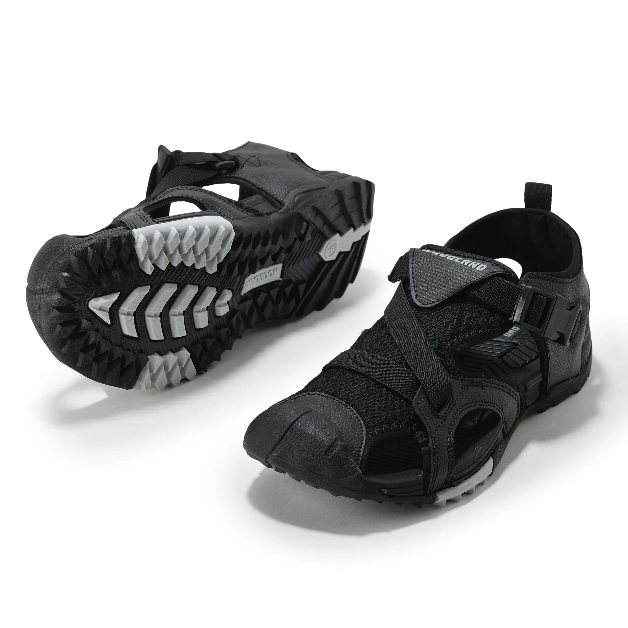 Men Black Cross-Strap Outdoor Sports Sandals - Thumbnail 6