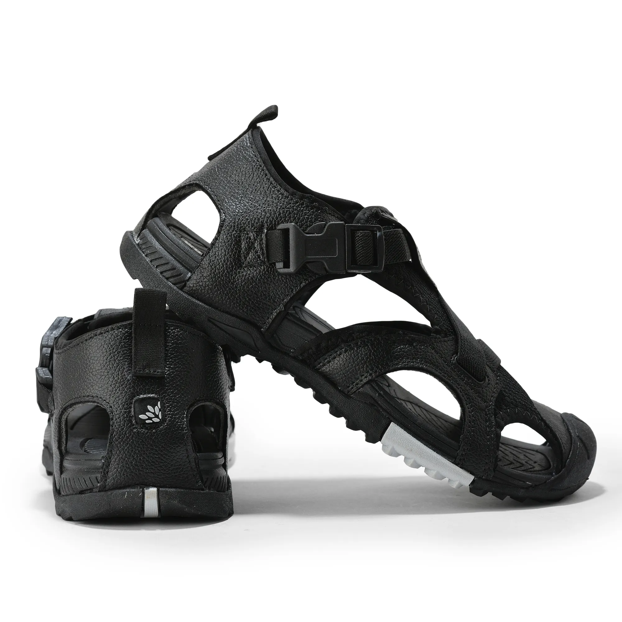 Men Black Cross-Strap Outdoor Sports Sandals - Thumbnail 10