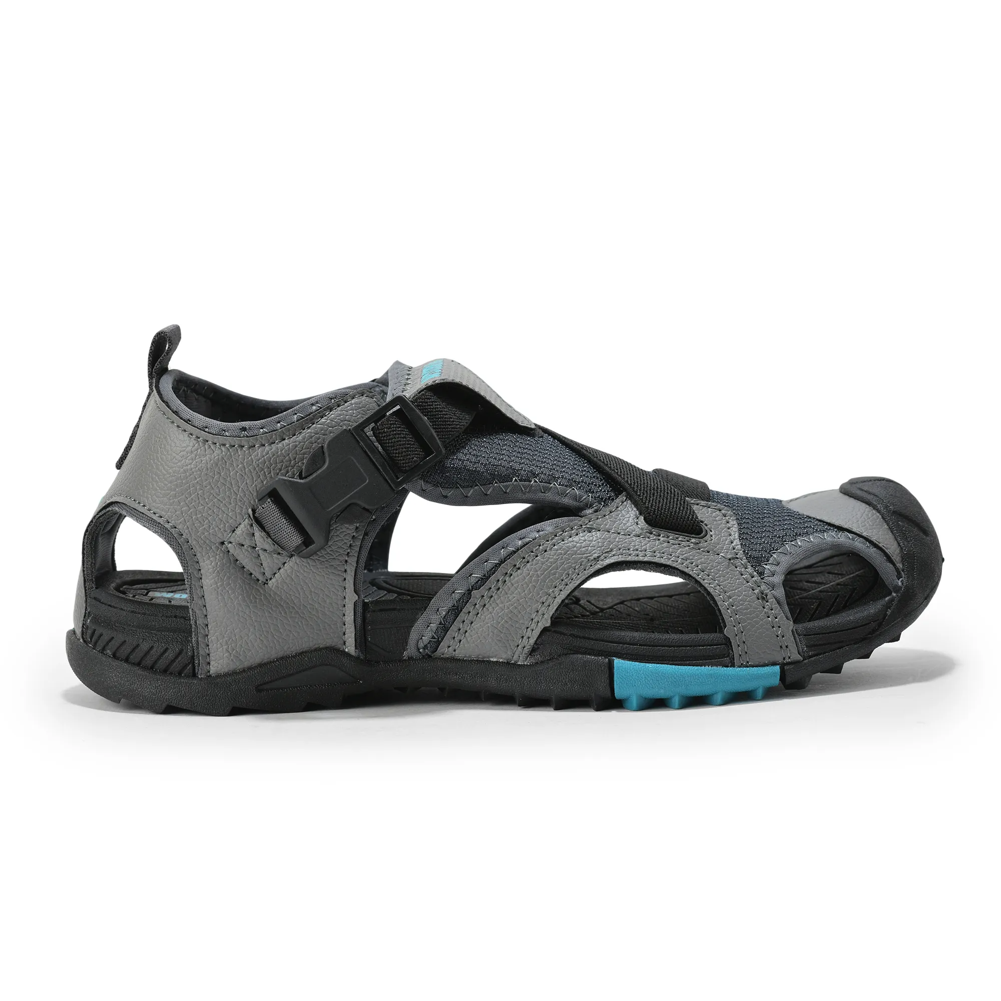 Men Grey Cross-Strap Outdoor Sports Sandals - Thumbnail 2