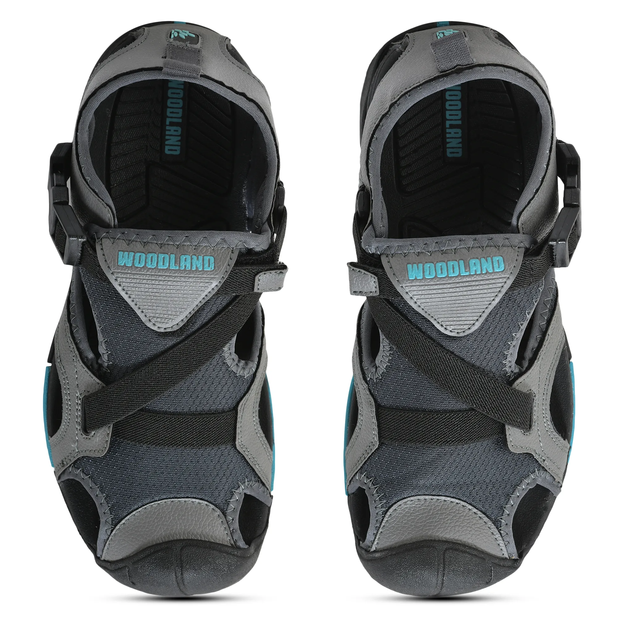 Men Grey Cross-Strap Outdoor Sports Sandals - Thumbnail 5