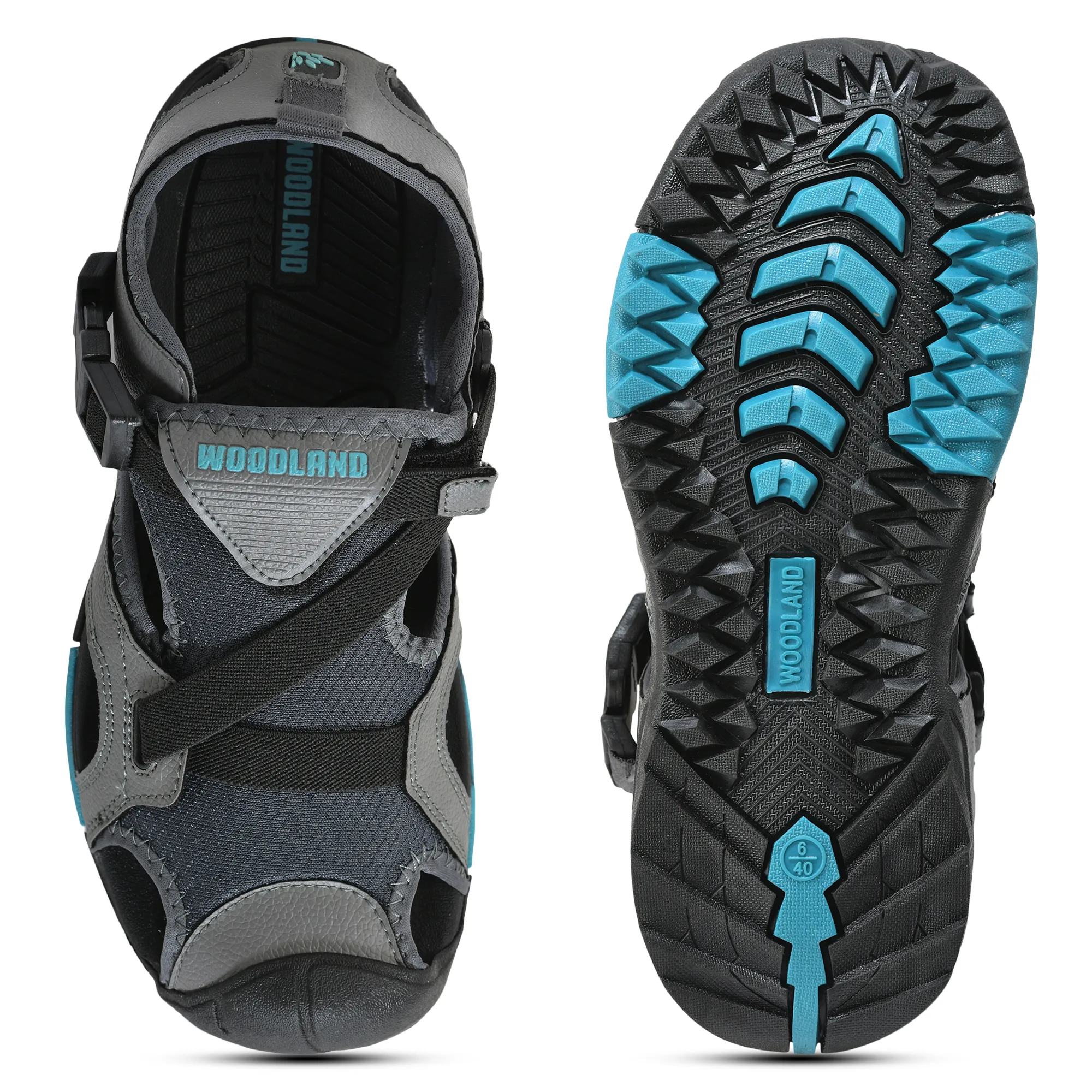 Men Grey Cross-Strap Outdoor Sports Sandals - Thumbnail 9
