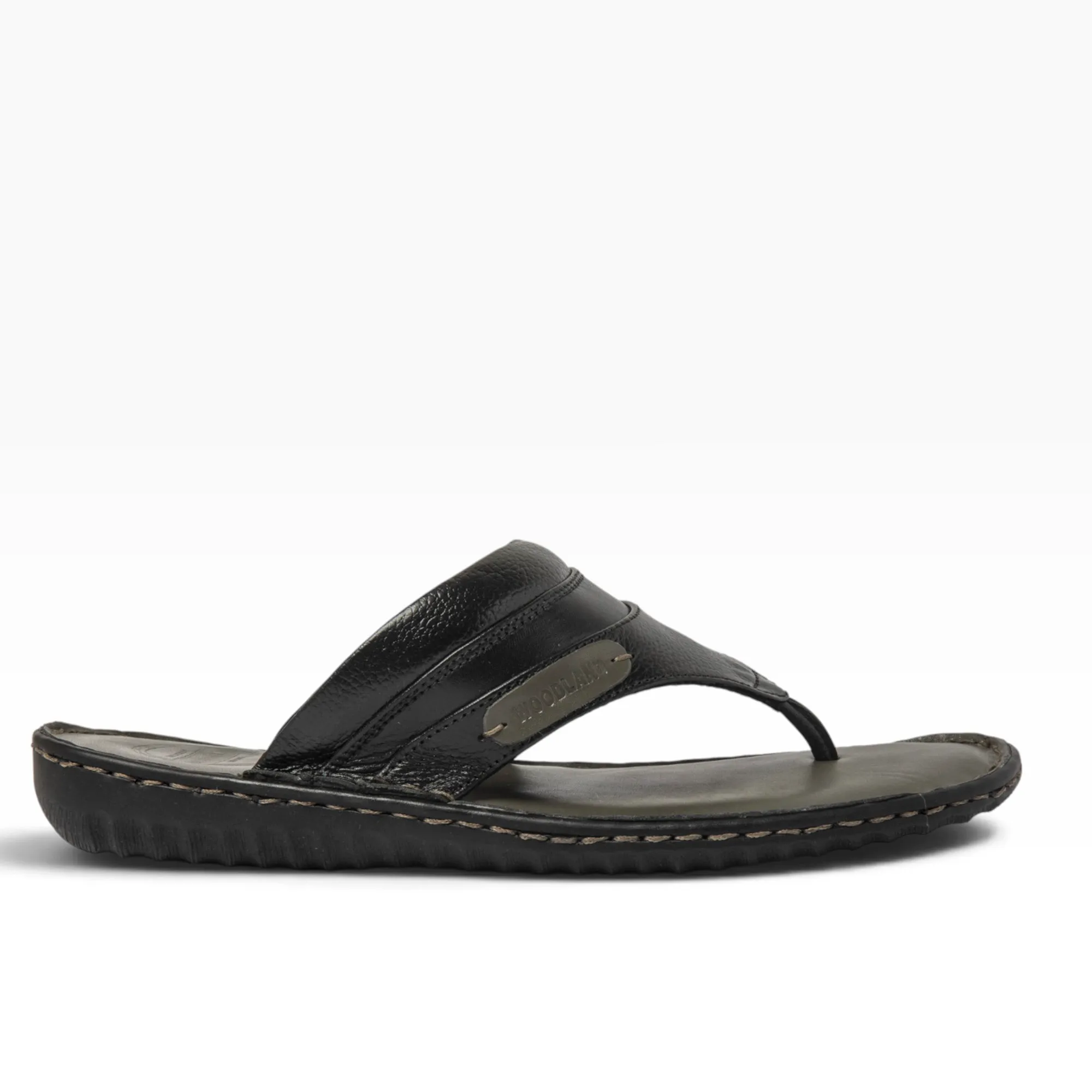 Woodland BLACK leather flipflops - Thumbnail 2