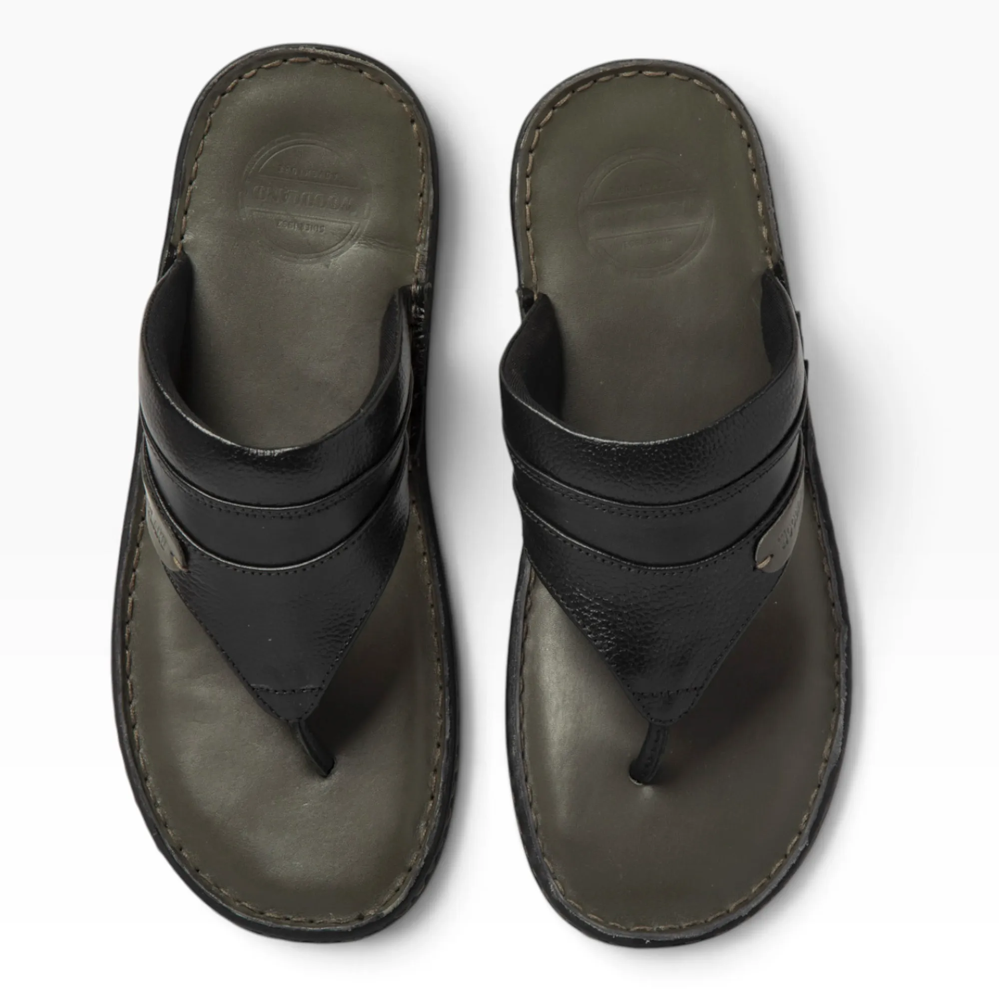 Woodland BLACK leather flipflops - Thumbnail 10