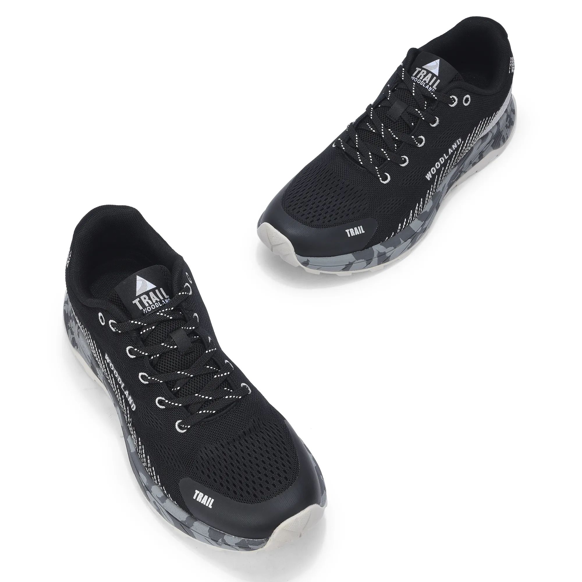 Men Black Trail-Runner Jacquard Sports Shoe - Thumbnail 2
