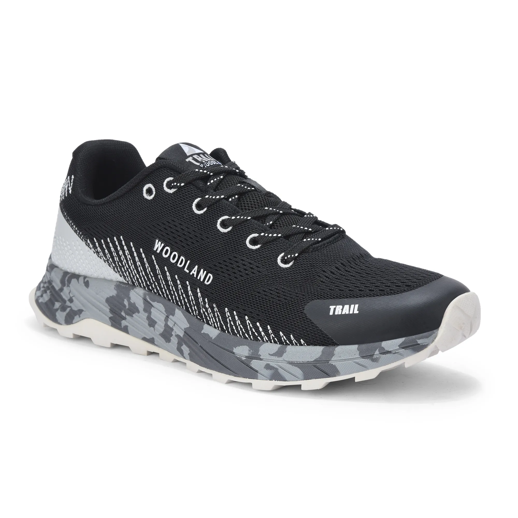 Men Black Trail-Runner Jacquard Sports Shoe - Thumbnail 3