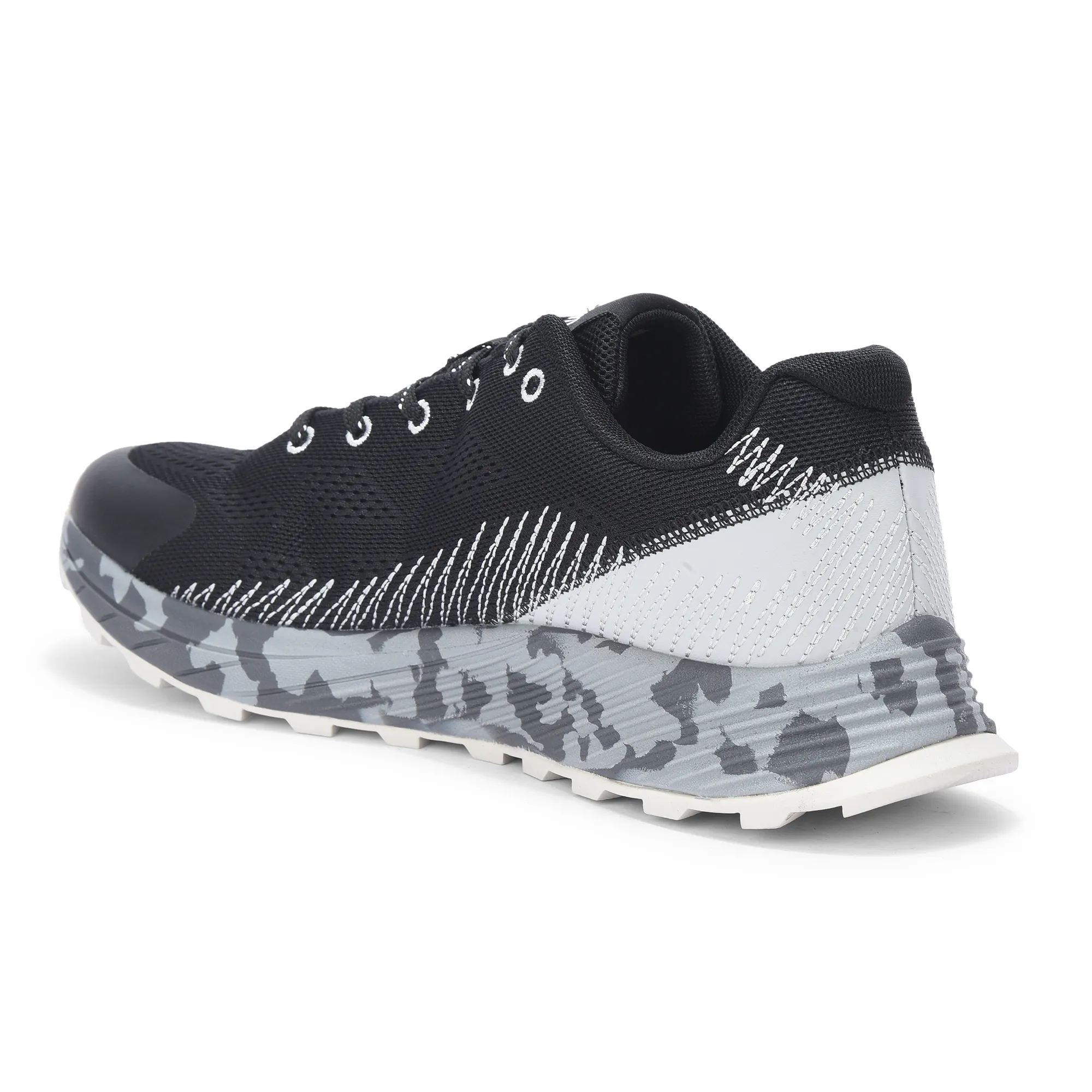 Men Black Trail-Runner Jacquard Sports Shoe - Thumbnail 6
