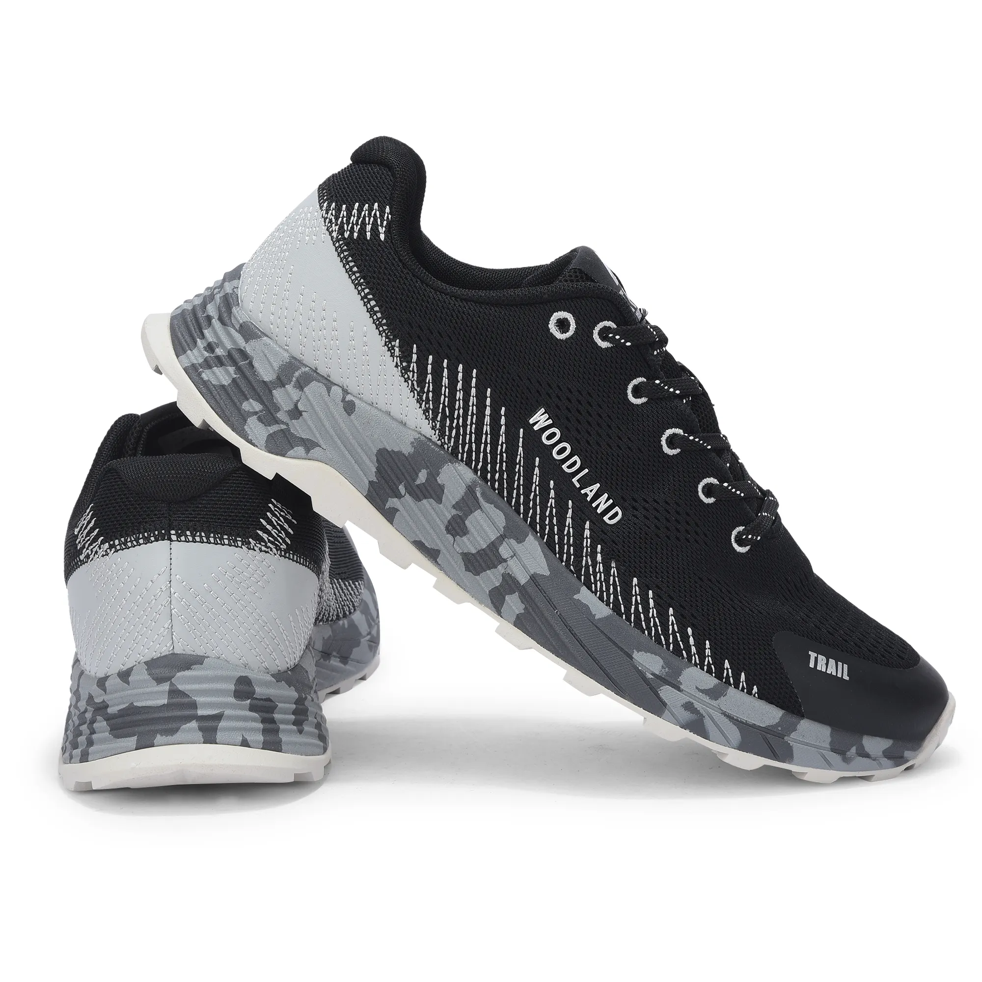 Men Black Trail-Runner Jacquard Sports Shoe - Thumbnail 10