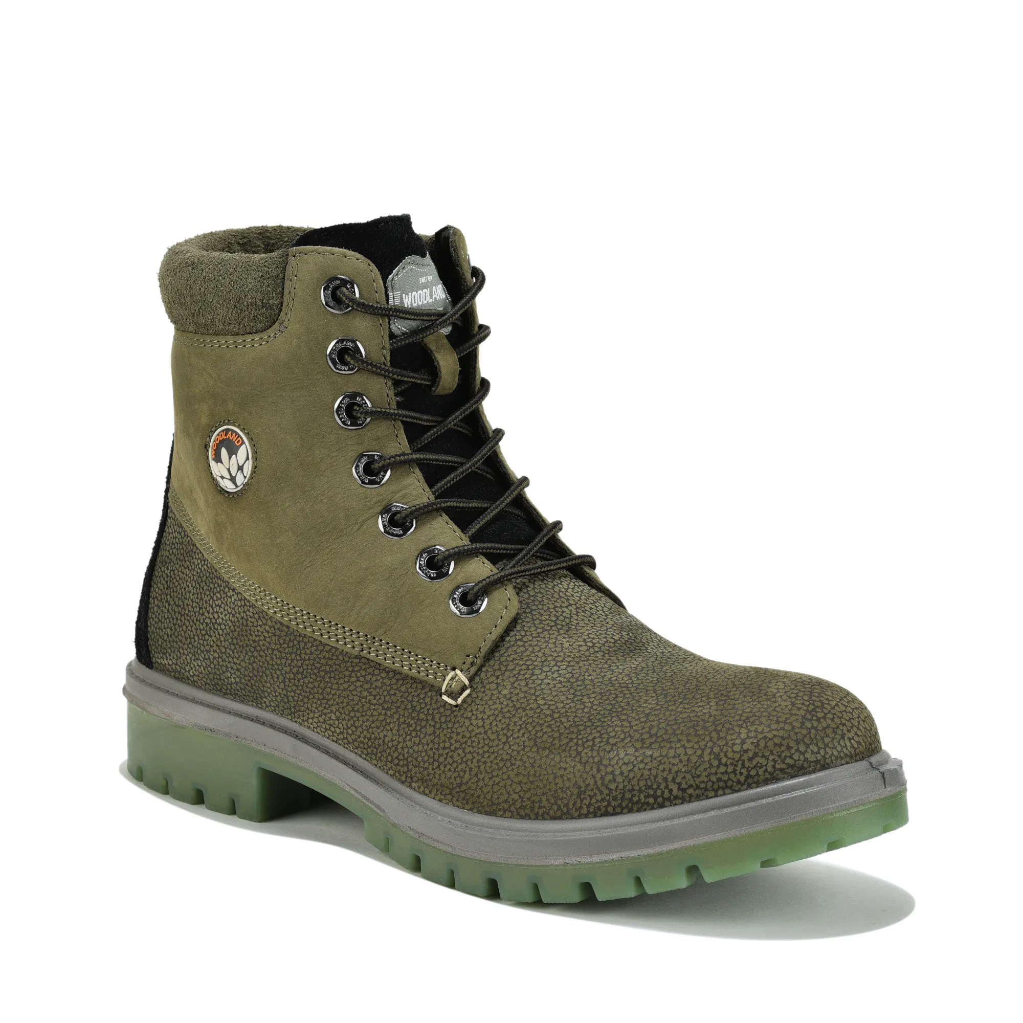Woodland Olive Green Nubuk Lace-Up Boot - Thumbnail 3