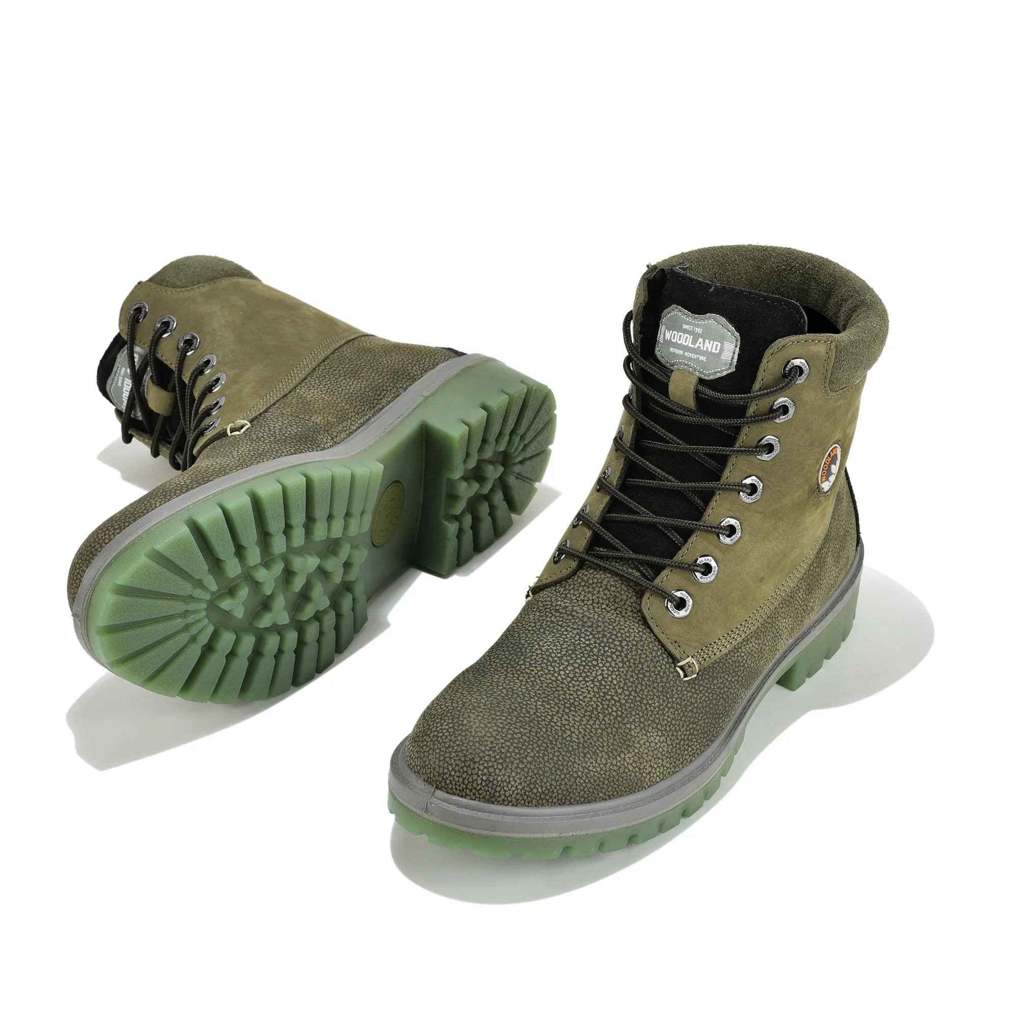 Woodland Olive Green Nubuk Lace-Up Boot - Thumbnail 6