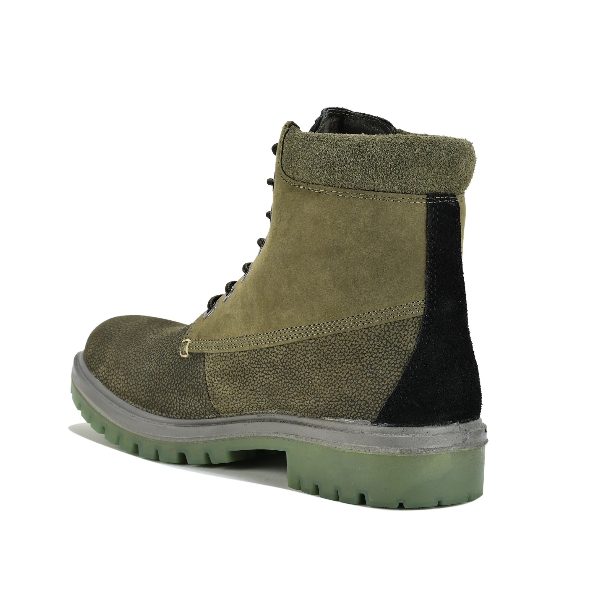 Woodland Olive Green Nubuk Lace-Up Boot - Thumbnail 7