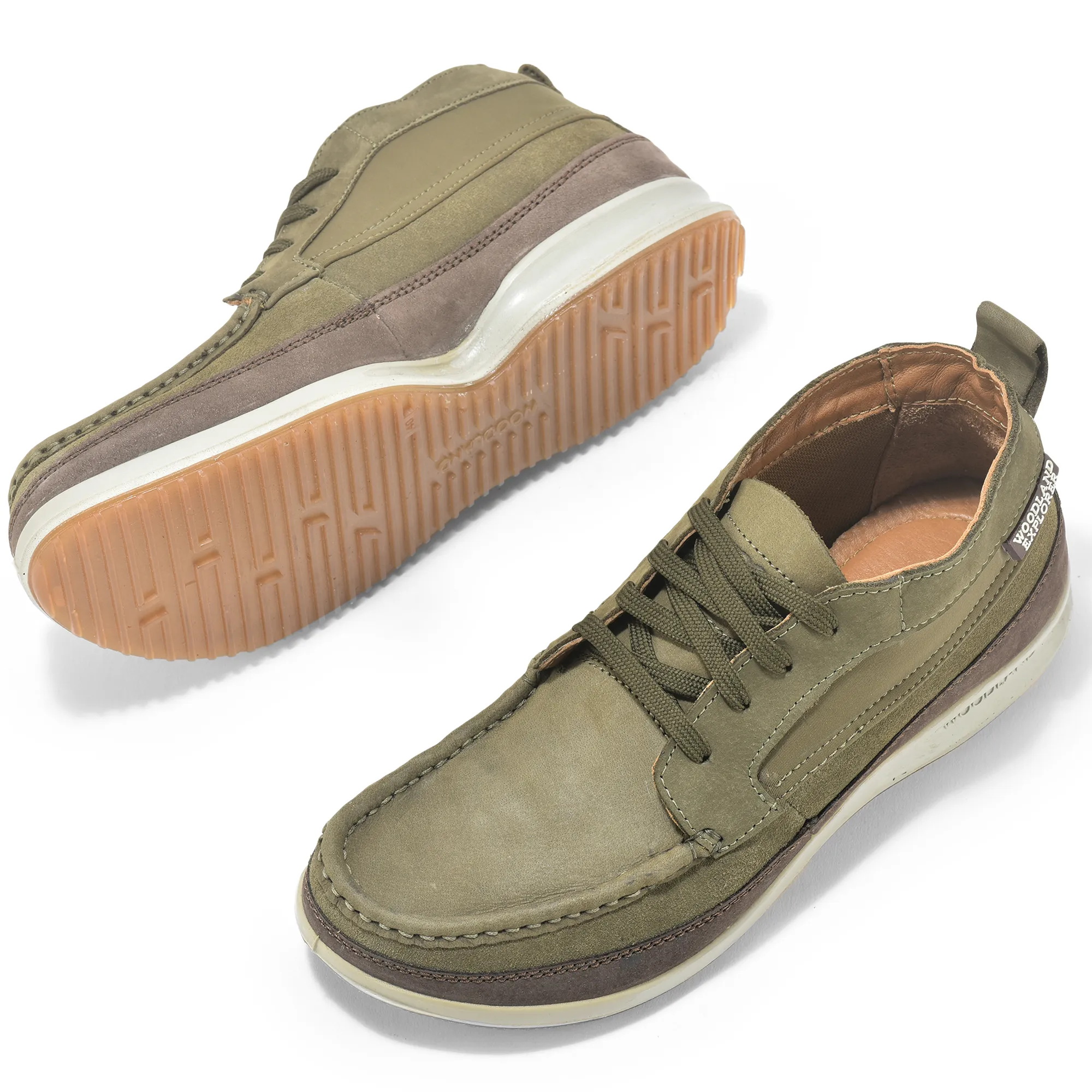 Olive Green Nubuck Men Casual Lace Up Shoes - Thumbnail 5