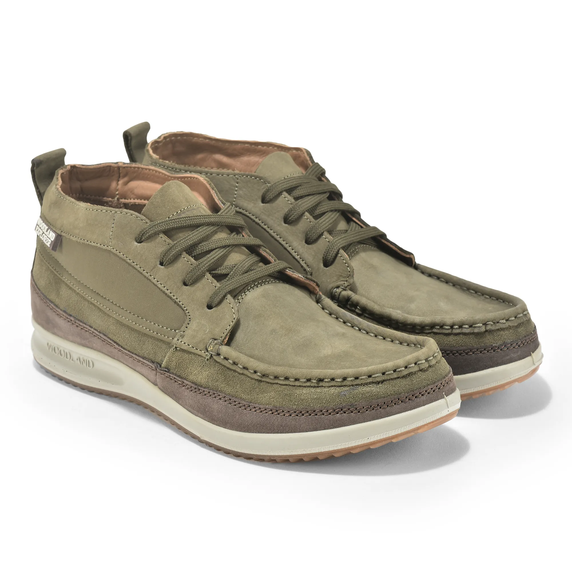 Olive Green Nubuck Men Casual Lace Up Shoes - Thumbnail 7