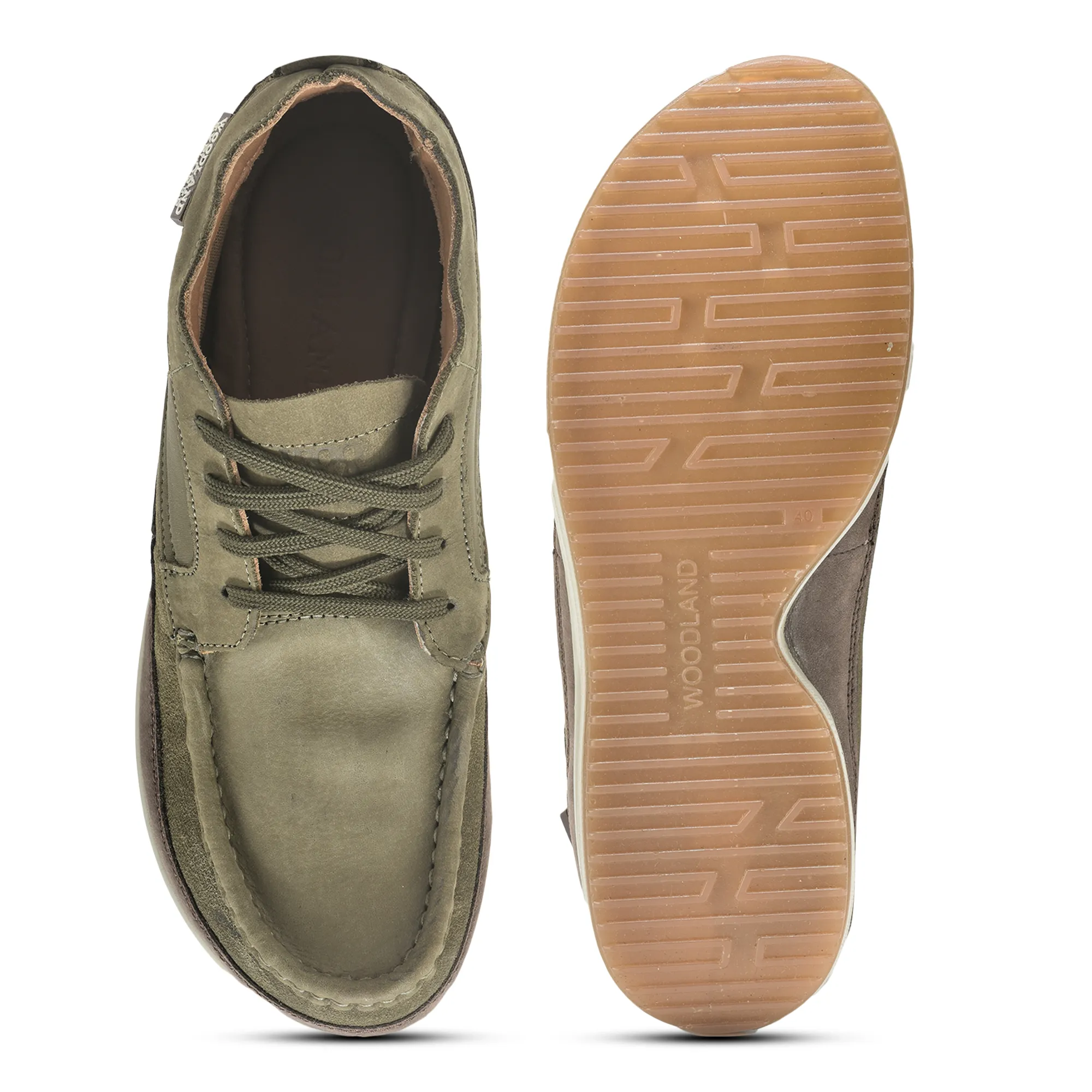 Olive Green Nubuck Men Casual Lace Up Shoes - Thumbnail 8