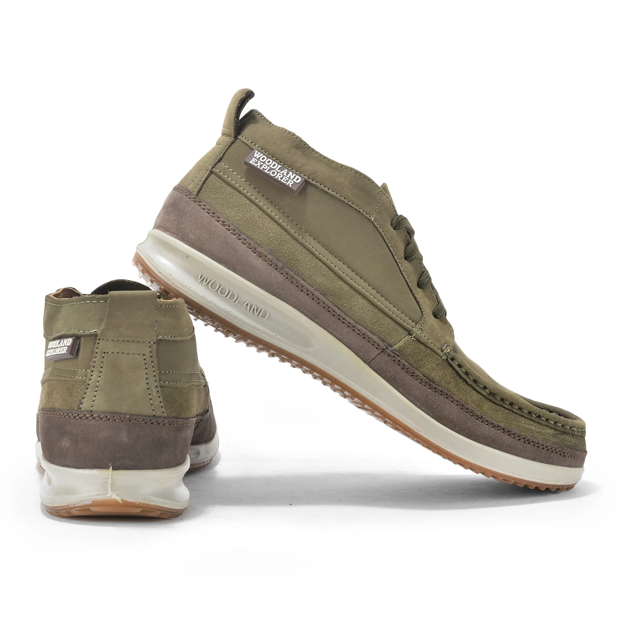 Olive Green Nubuck Men Casual Lace Up Shoes - Thumbnail 10