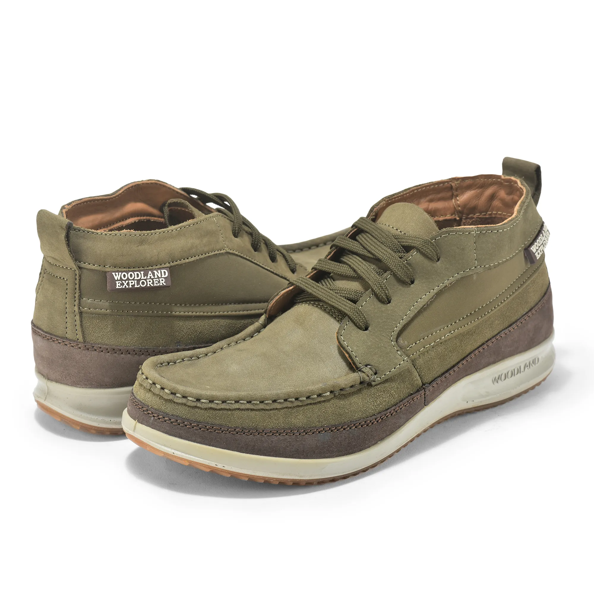 Olive Green Nubuck Men Casual Lace Up Shoes - Thumbnail 11