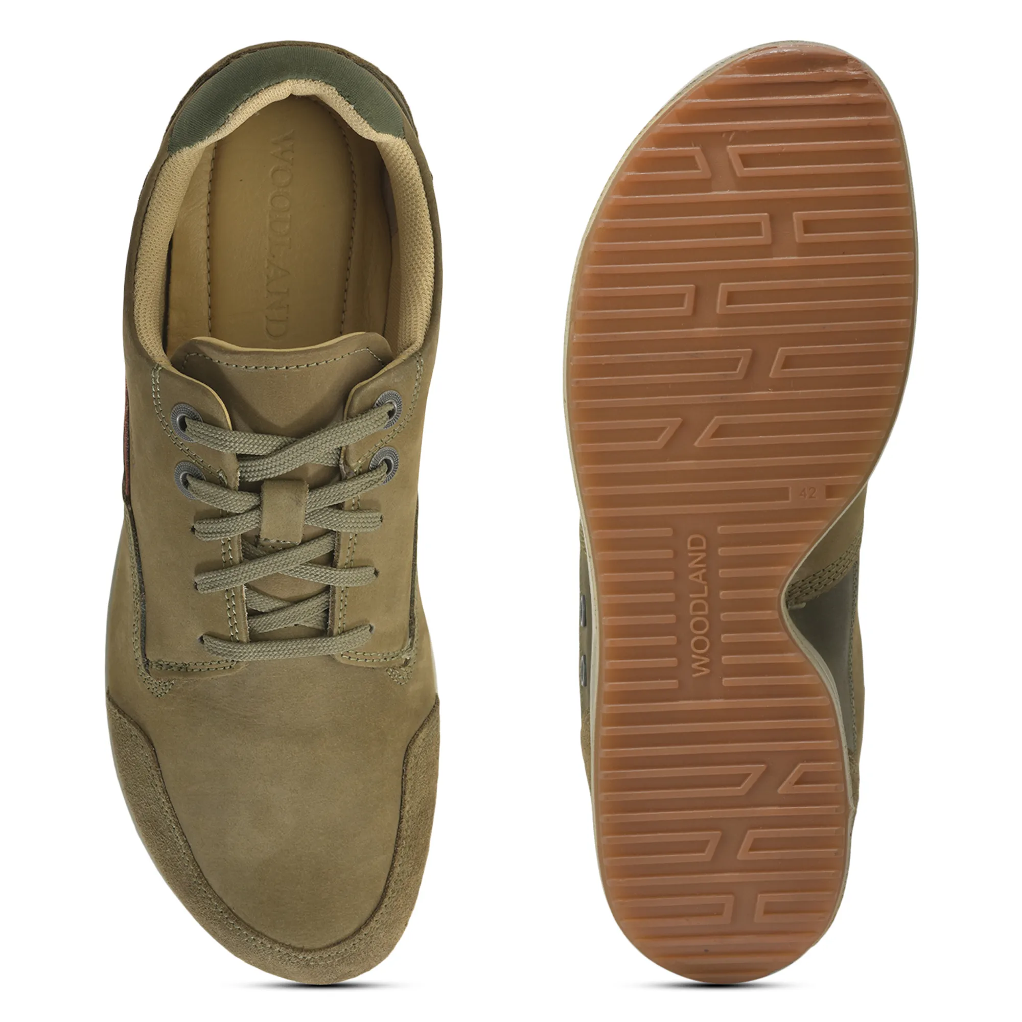 Olive Green shoes for men with laces - Thumbnail 9