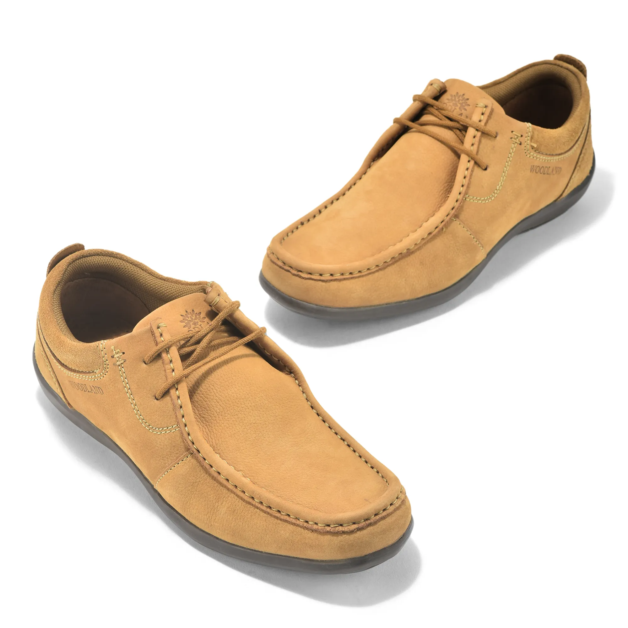 Casual Camel lace-up shoes for men - Thumbnail 2