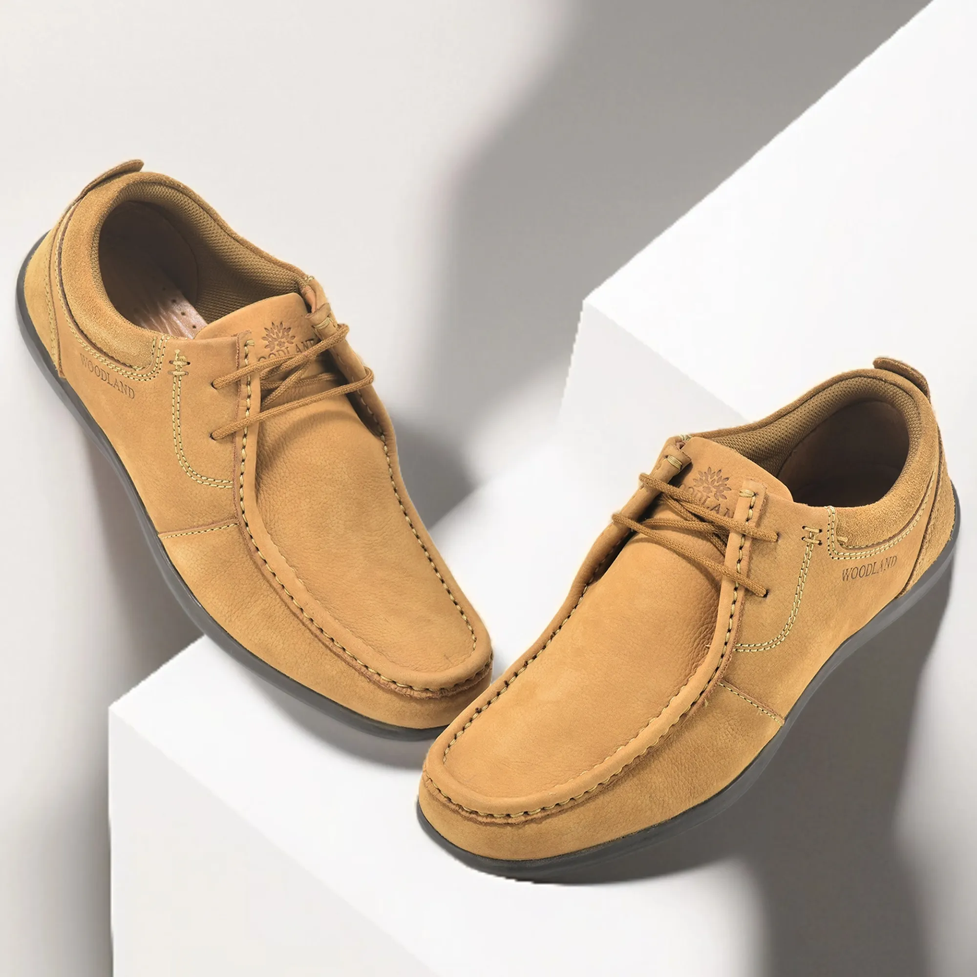 Casual Camel lace-up shoes for men - Thumbnail 9