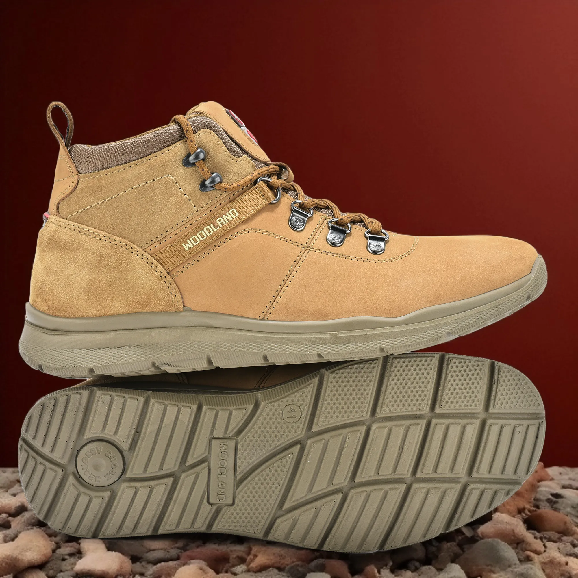 Woodland Camel Mid-top Boots for Men - Thumbnail 9