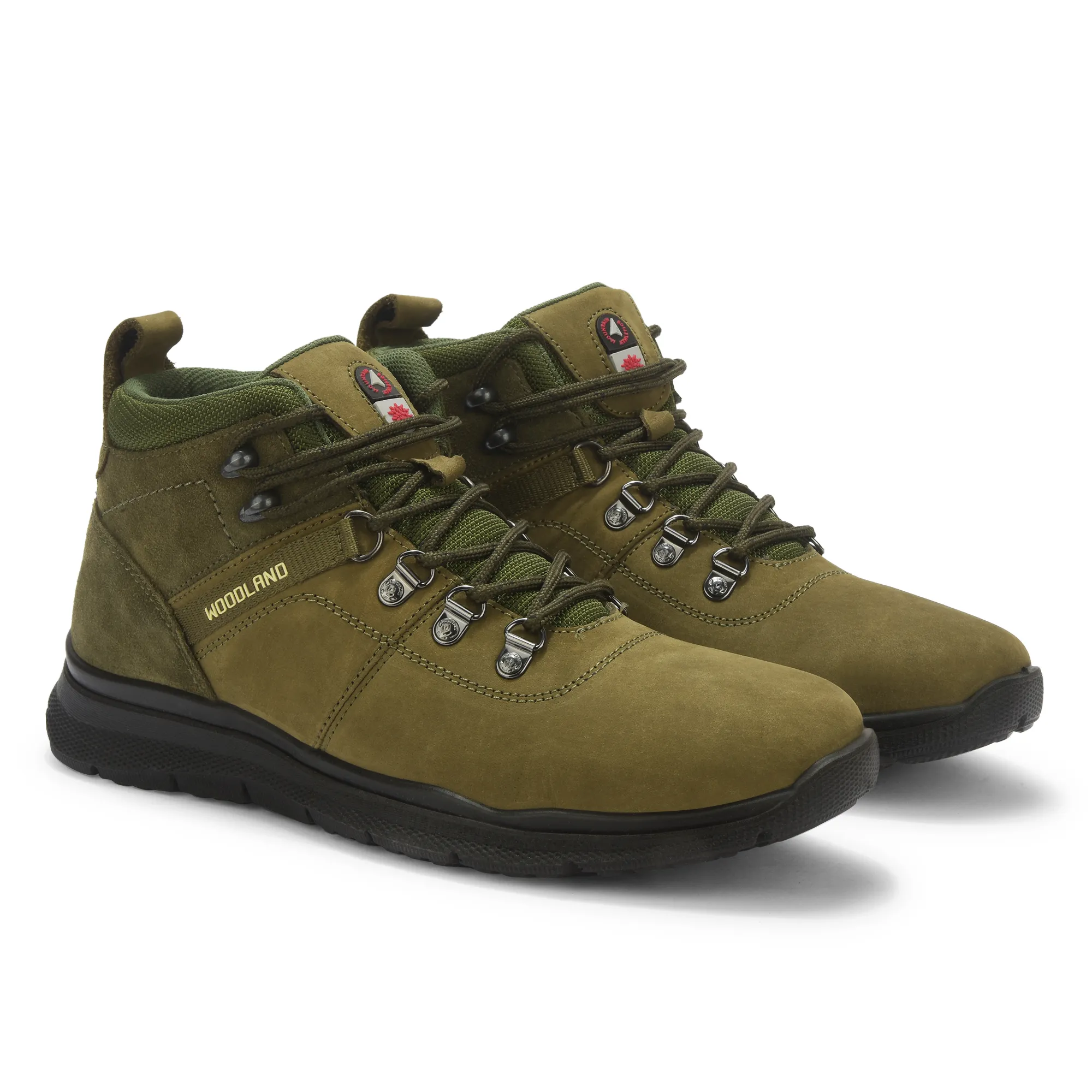 Woodland Olive Green Mid-top Boots for Men - Thumbnail 8