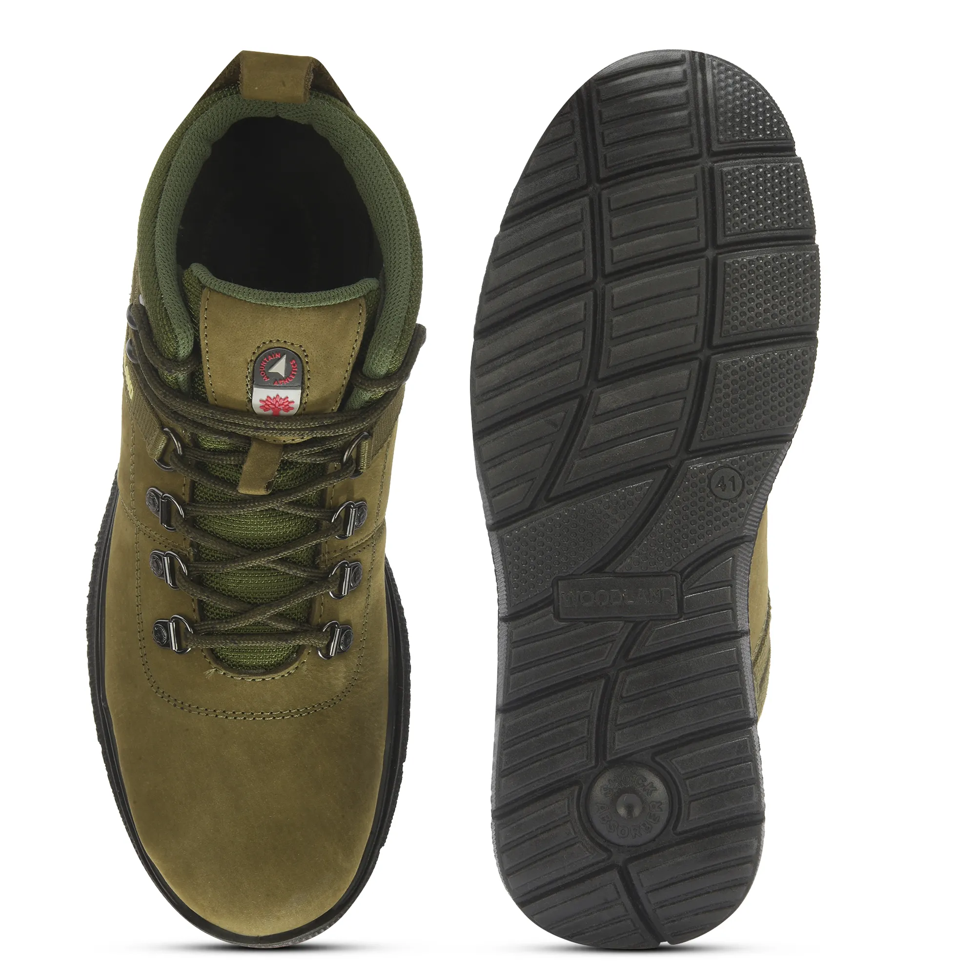Woodland Olive Green Mid-top Boots for Men - Thumbnail 9