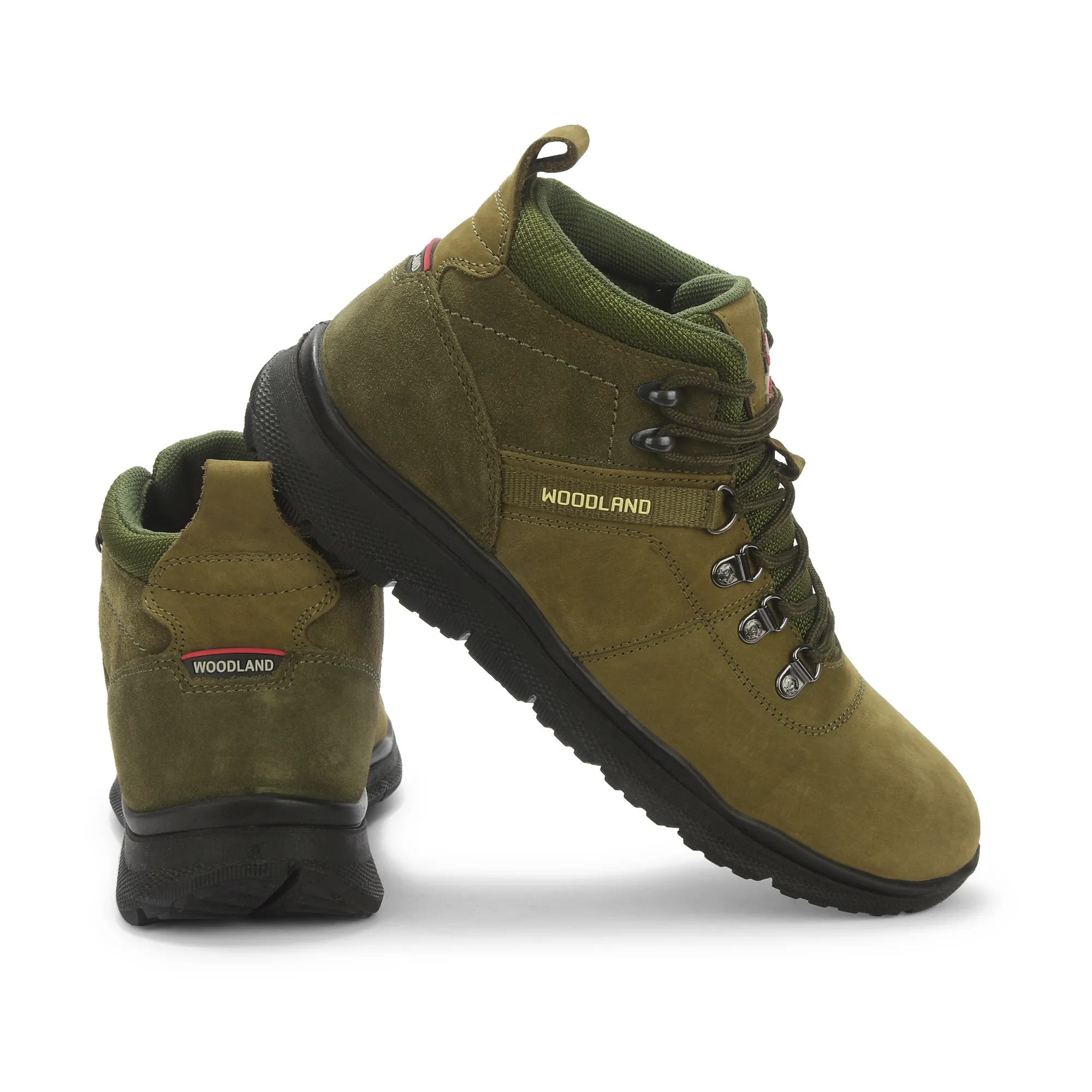 Woodland Olive Green Mid-top Boots for Men - Thumbnail 10