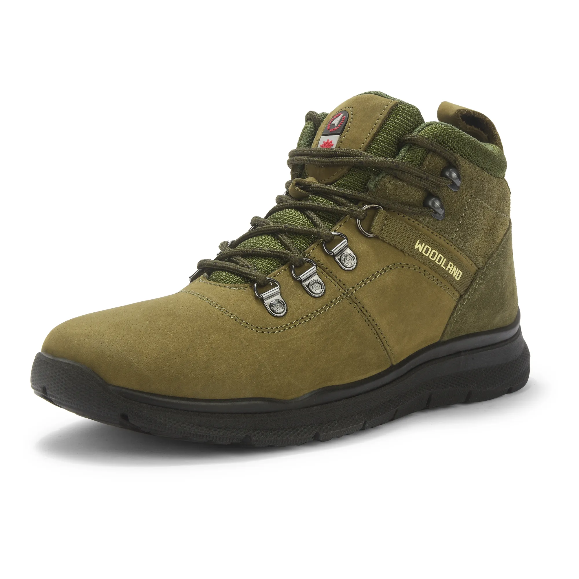 Woodland Olive Green Mid-top Boots for Men - Thumbnail 11