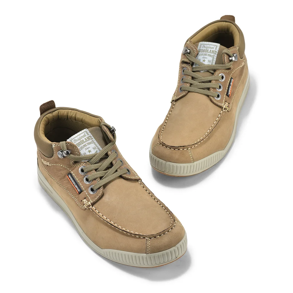 Stylish Dubai khaki lace-up shoes for men - Thumbnail 2