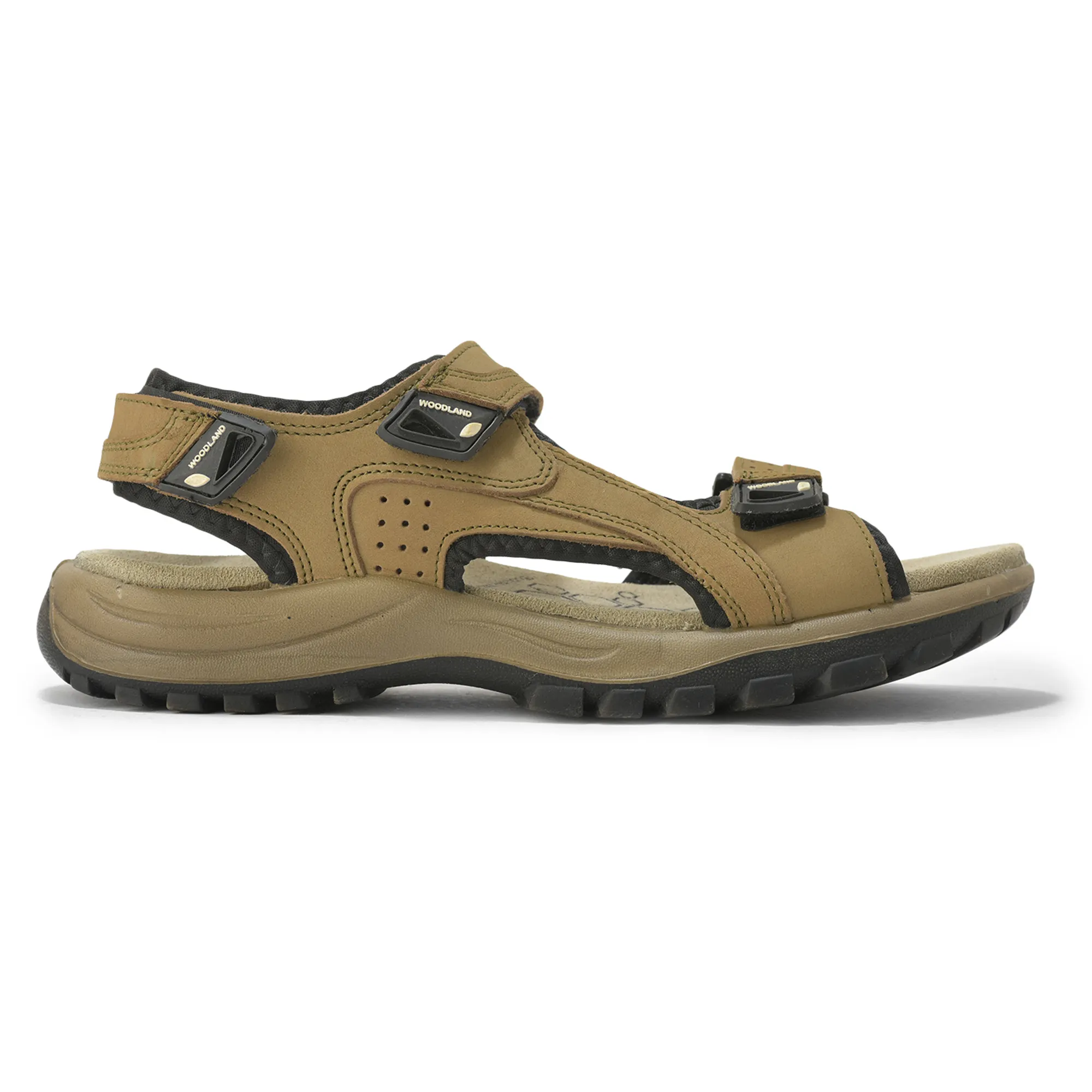 Nubuk Buff Dkhaki Sandals For Men - Thumbnail 2