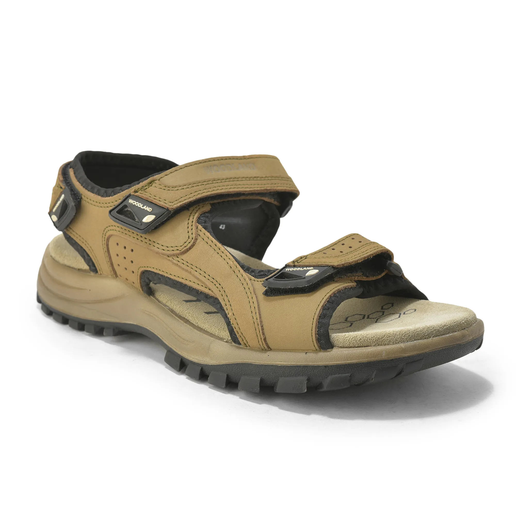 Nubuk Buff Dkhaki Sandals For Men - Thumbnail 3
