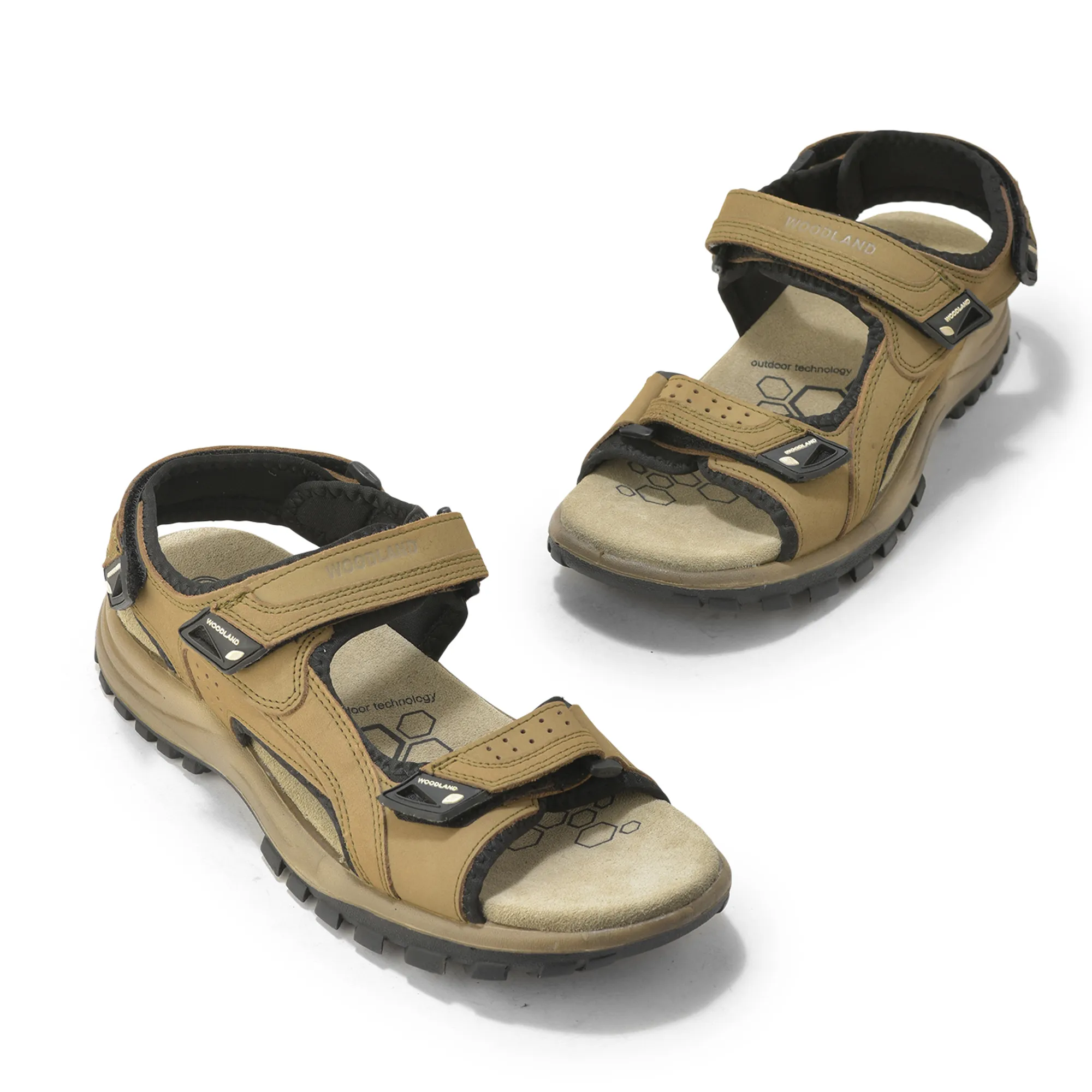 Nubuk Buff Dkhaki Sandals For Men - Thumbnail 4