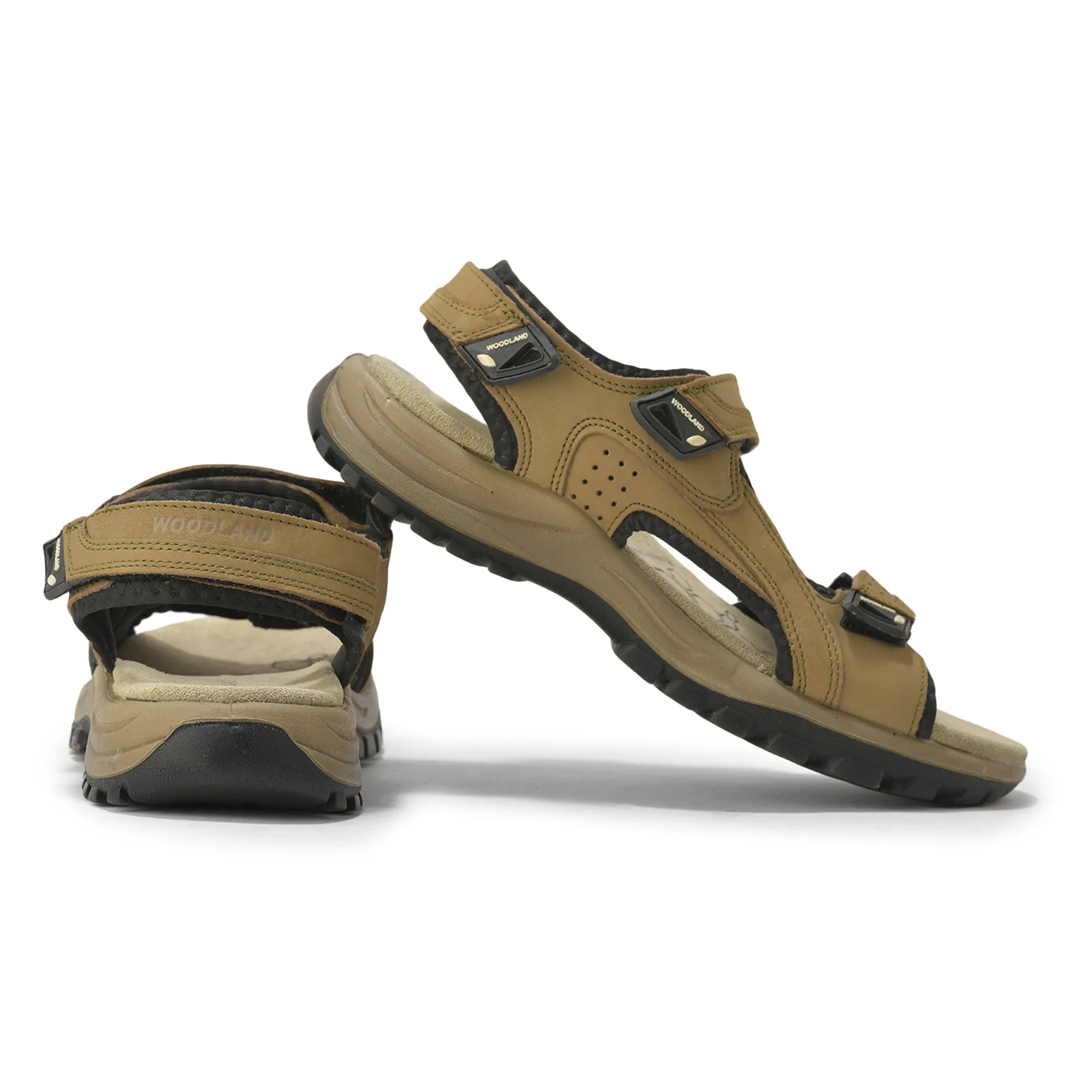 Nubuk Buff Dkhaki Sandals For Men - Thumbnail 10